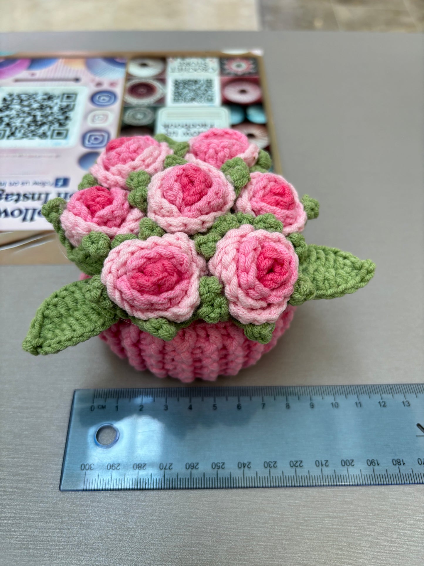 Handmade Crochet Flower Bouquets in Decorative Pots
