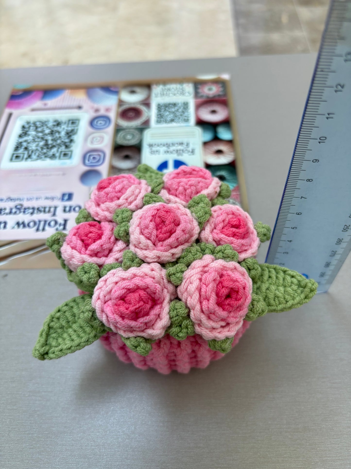 Handmade Crochet Flower Bouquets in Decorative Pots