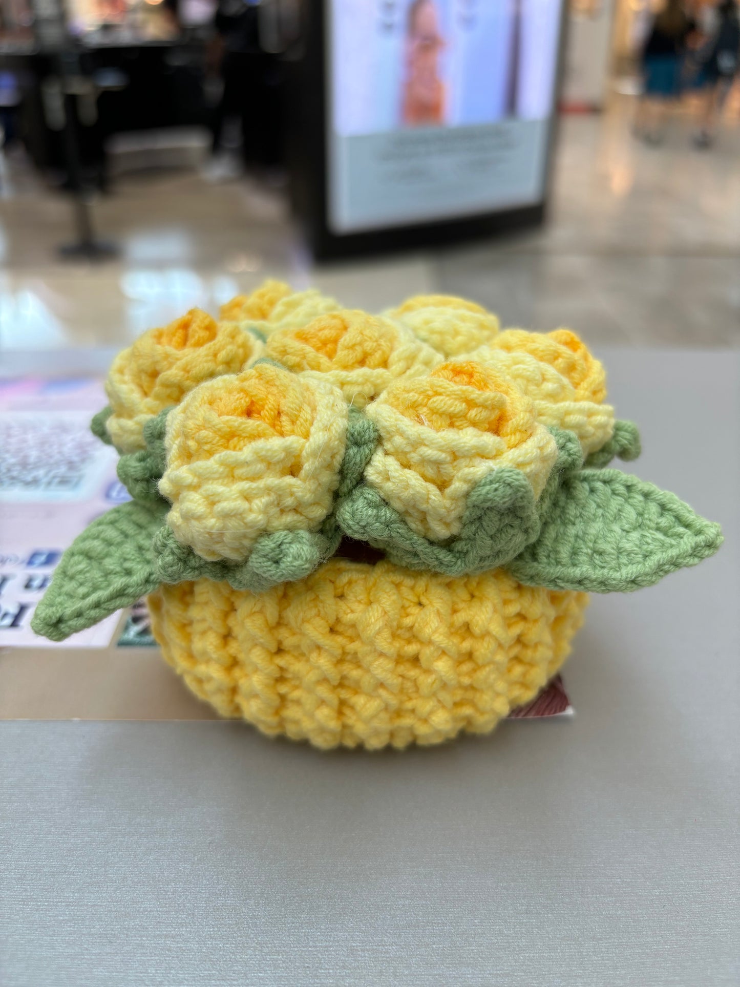 Handmade Crochet Flower Bouquets in Decorative Pots