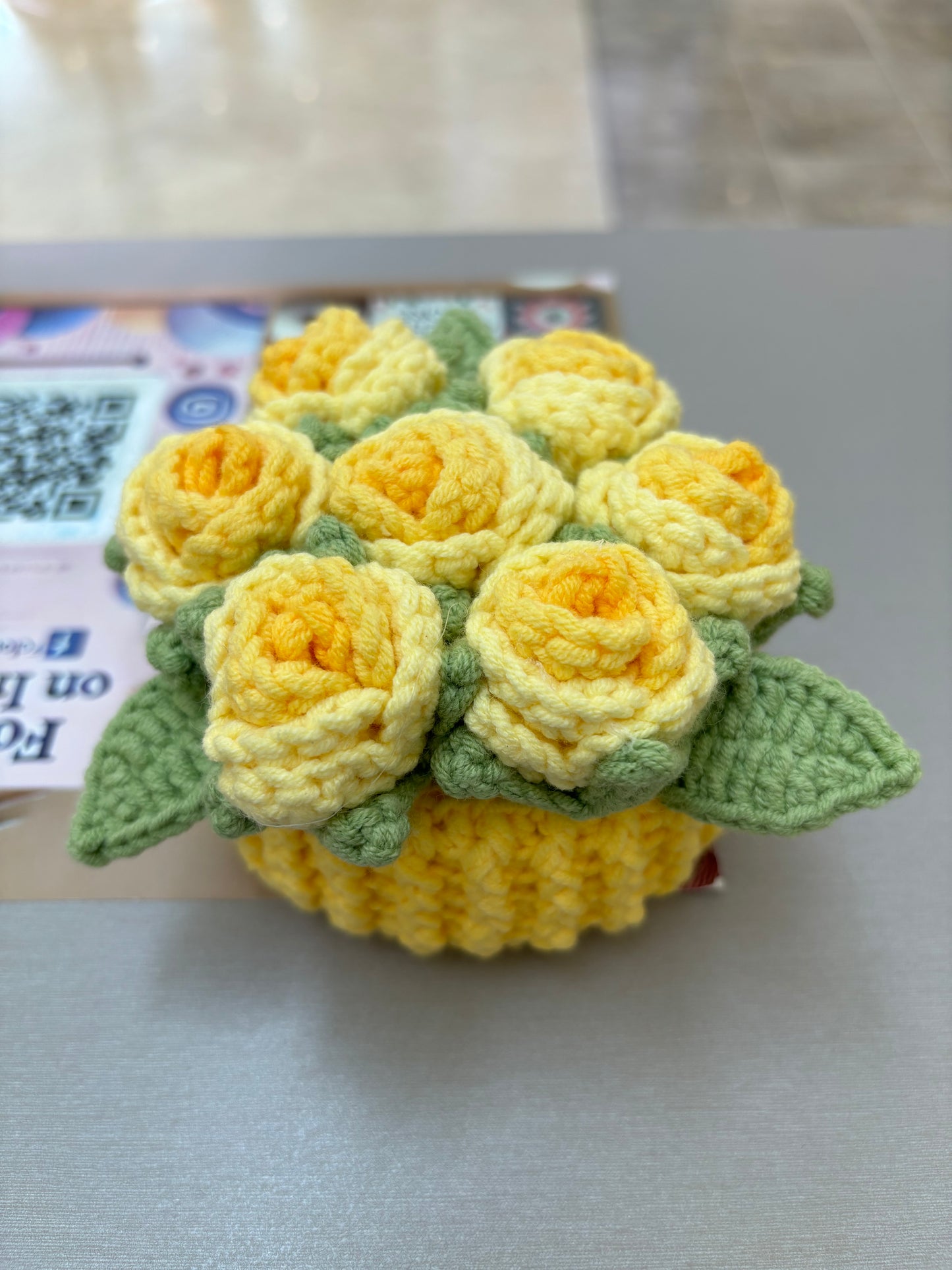 Handmade Crochet Flower Bouquets in Decorative Pots