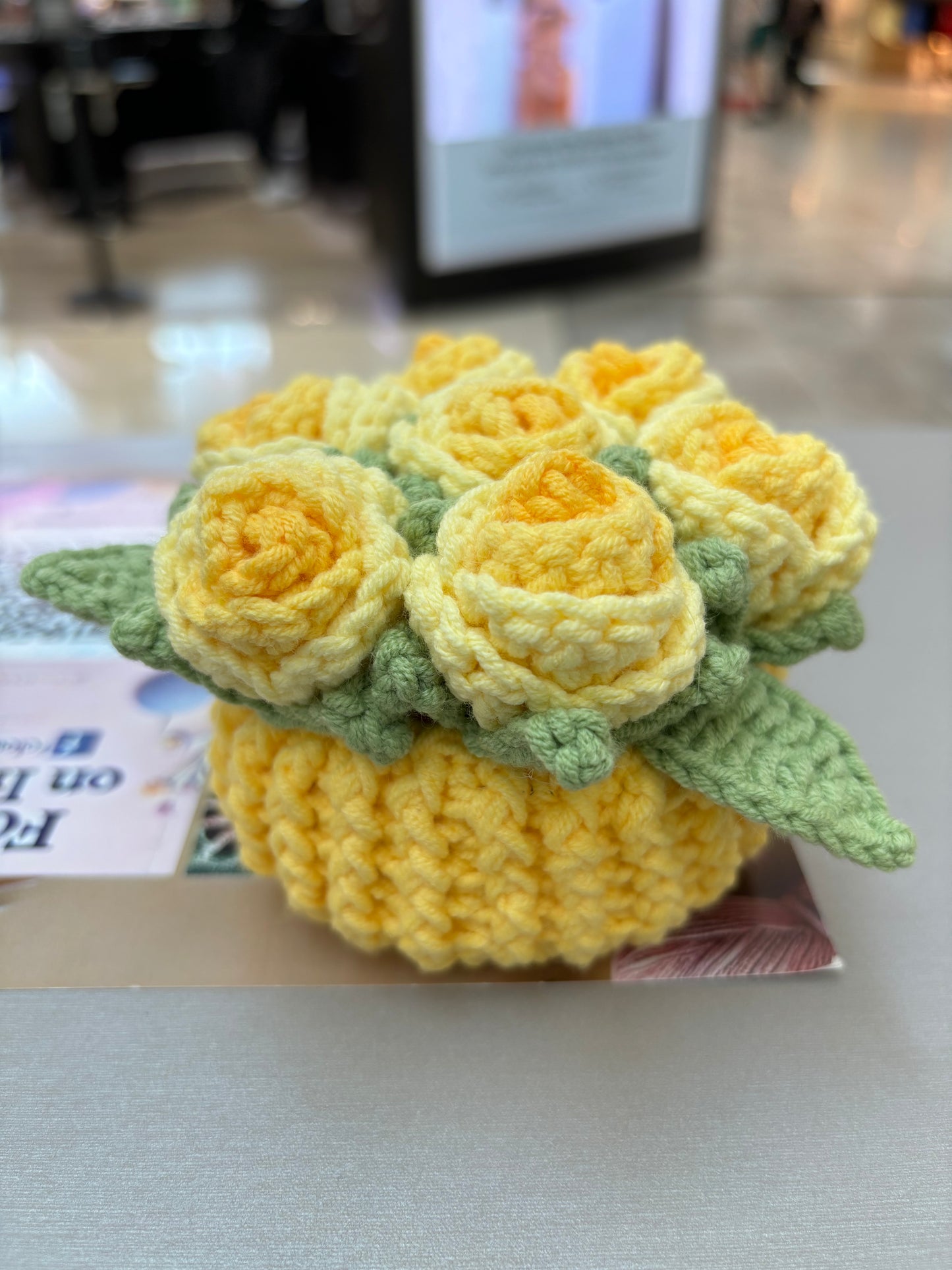 Handmade Crochet Flower Bouquets in Decorative Pots