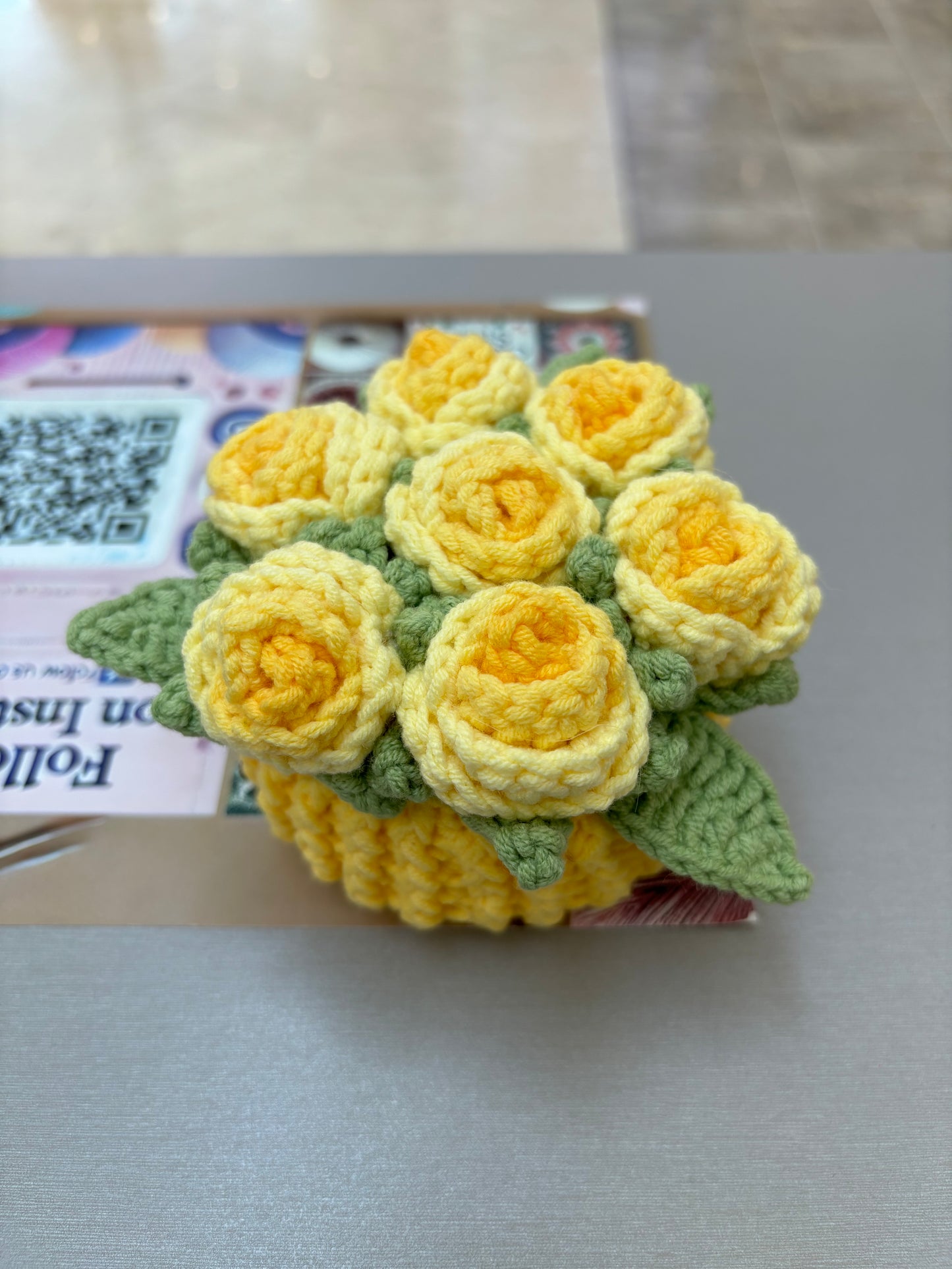 Handmade Crochet Flower Bouquets in Decorative Pots