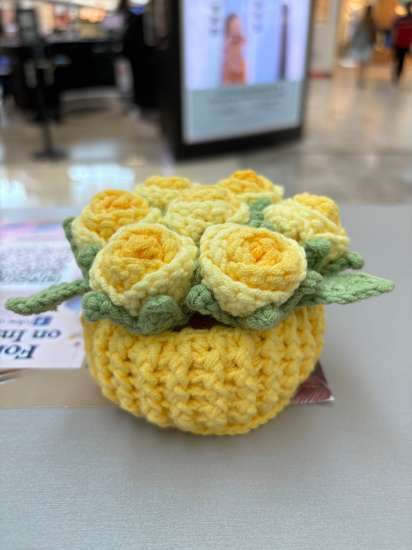 Handmade Crochet Flower Bouquets in Decorative Pots