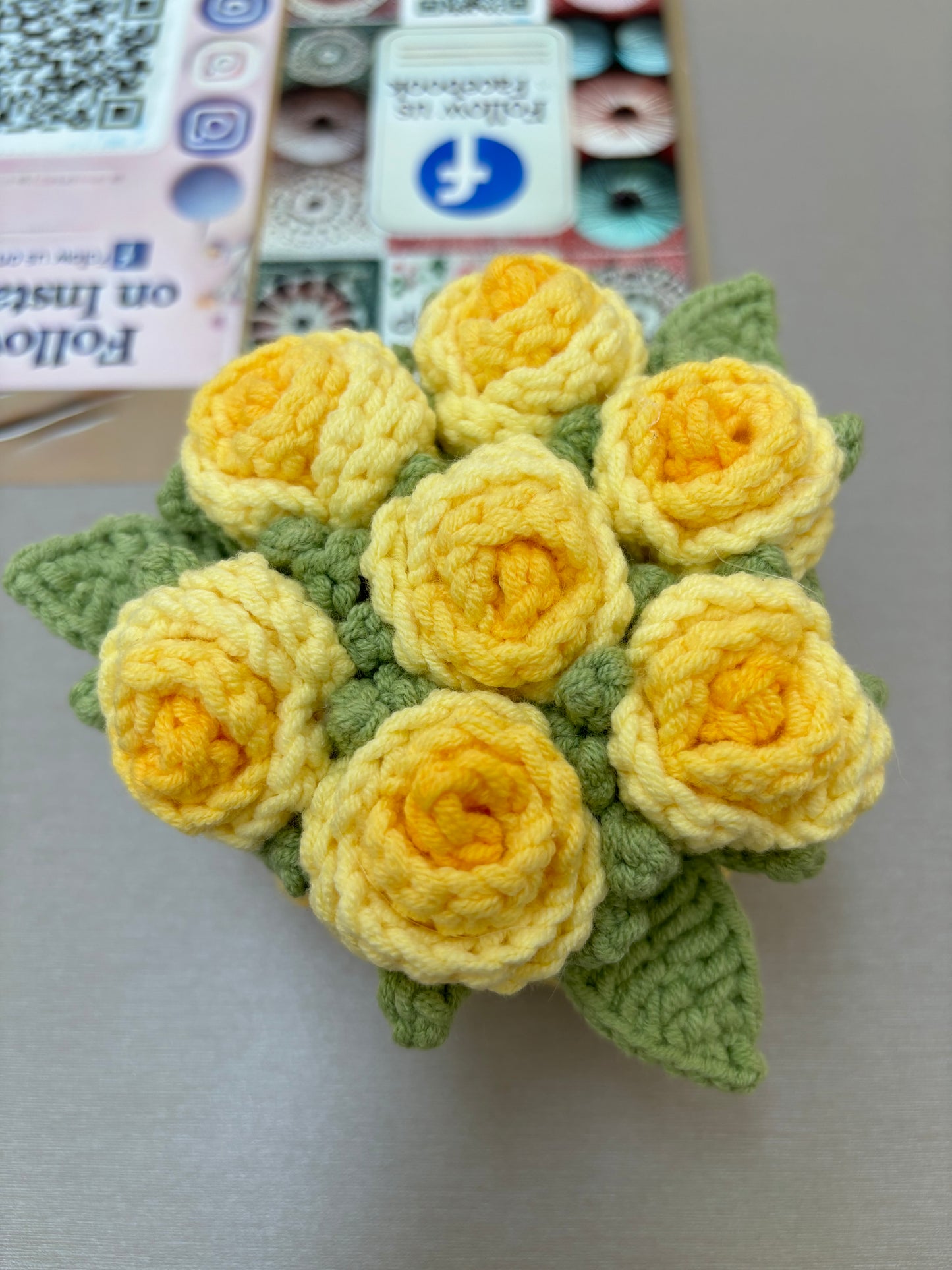 Handmade Crochet Flower Bouquets in Decorative Pots