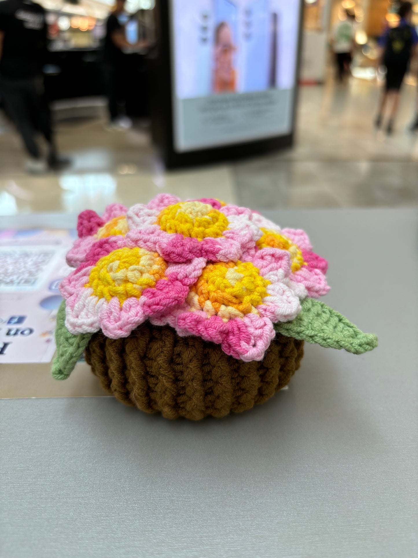 Handmade Crochet Flower Bouquets in Decorative Pots