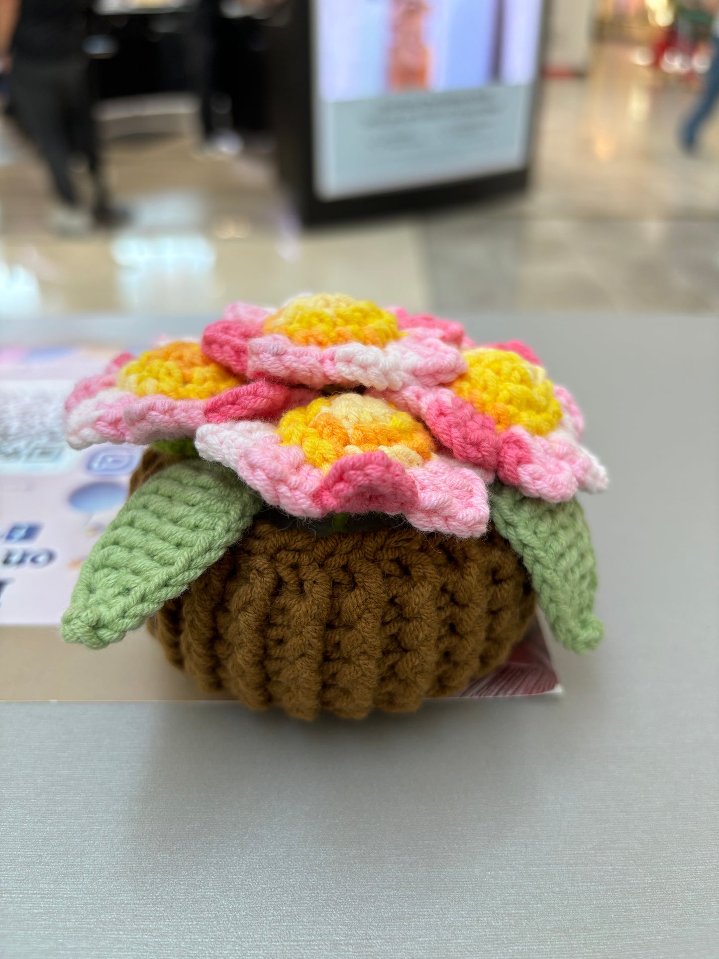 Handmade Crochet Flower Bouquets in Decorative Pots
