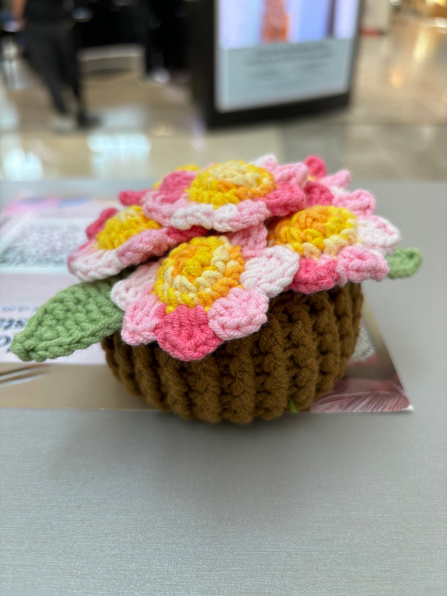 Handmade Crochet Flower Bouquets in Decorative Pots