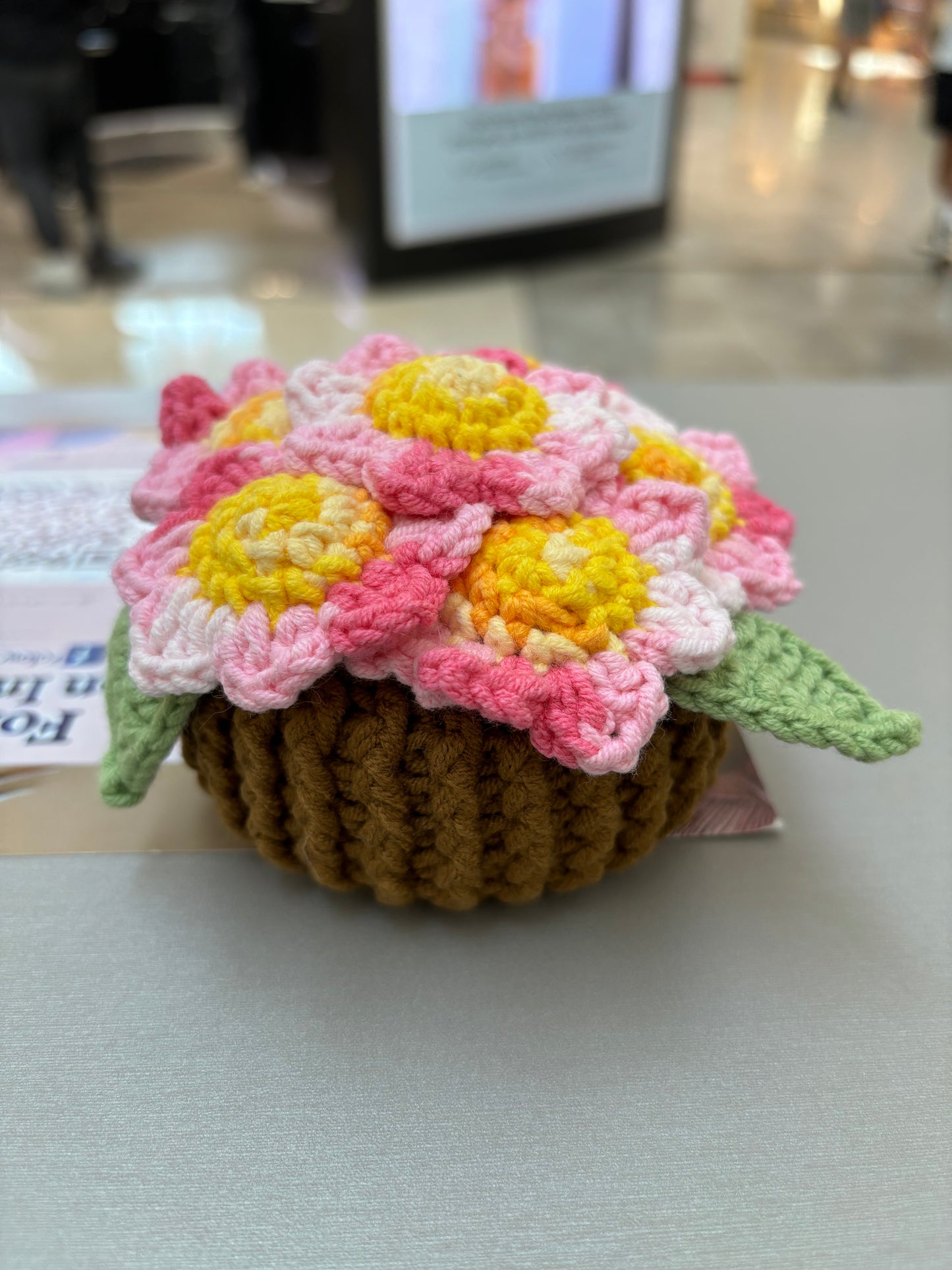 Handmade Crochet Flower Bouquets in Decorative Pots