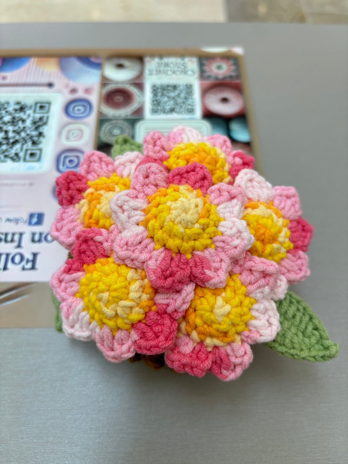 Handmade Crochet Flower Bouquets in Decorative Pots