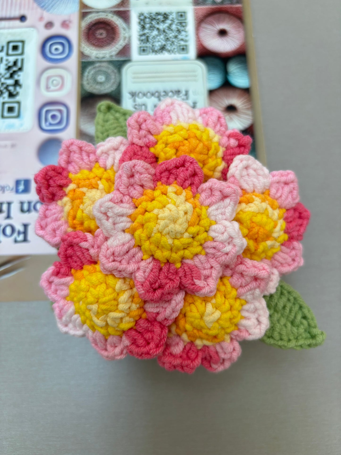 Handmade Crochet Flower Bouquets in Decorative Pots