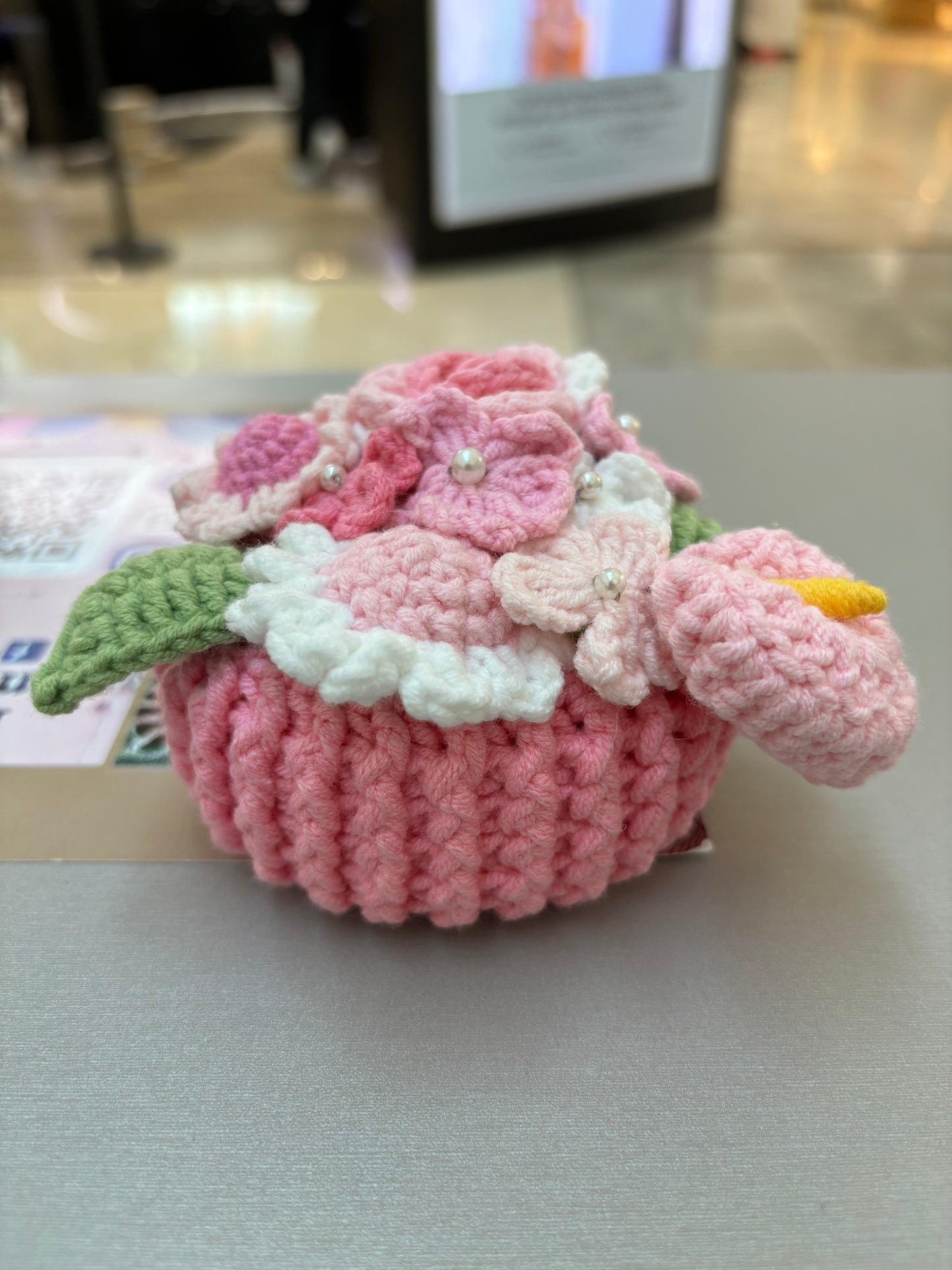 Handmade Crochet Flower Bouquets in Decorative Pots