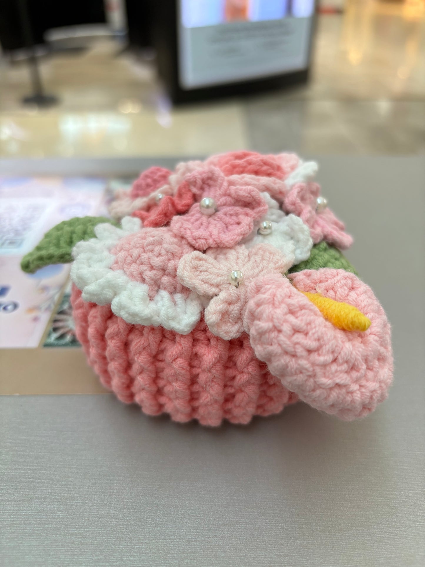 Handmade Crochet Flower Bouquets in Decorative Pots