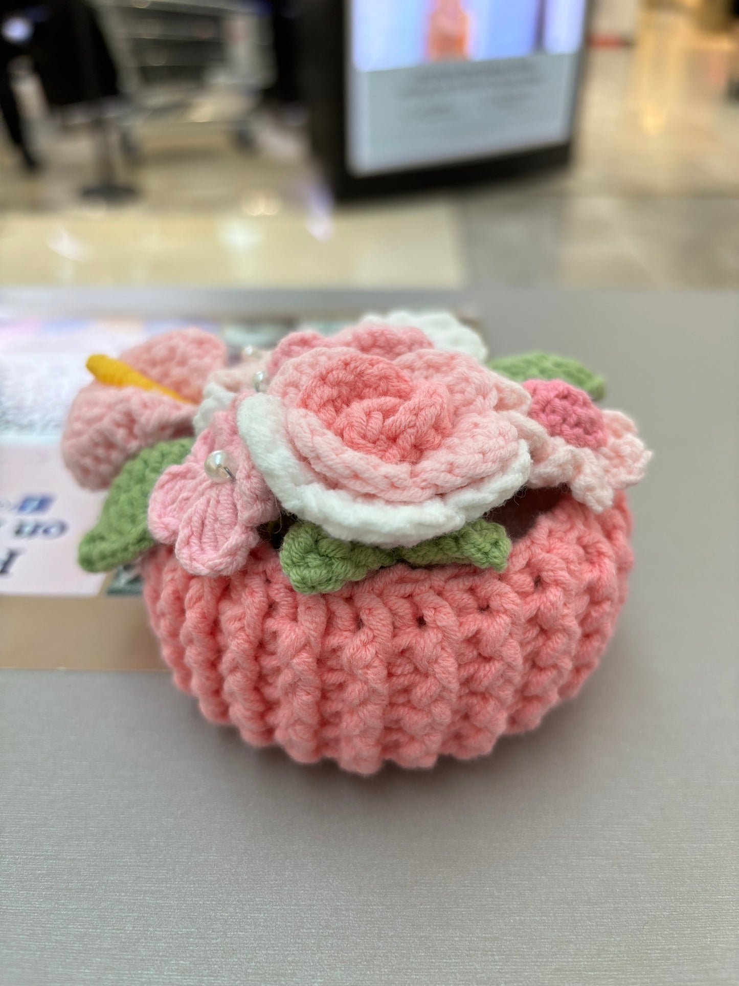 Handmade Crochet Flower Bouquets in Decorative Pots
