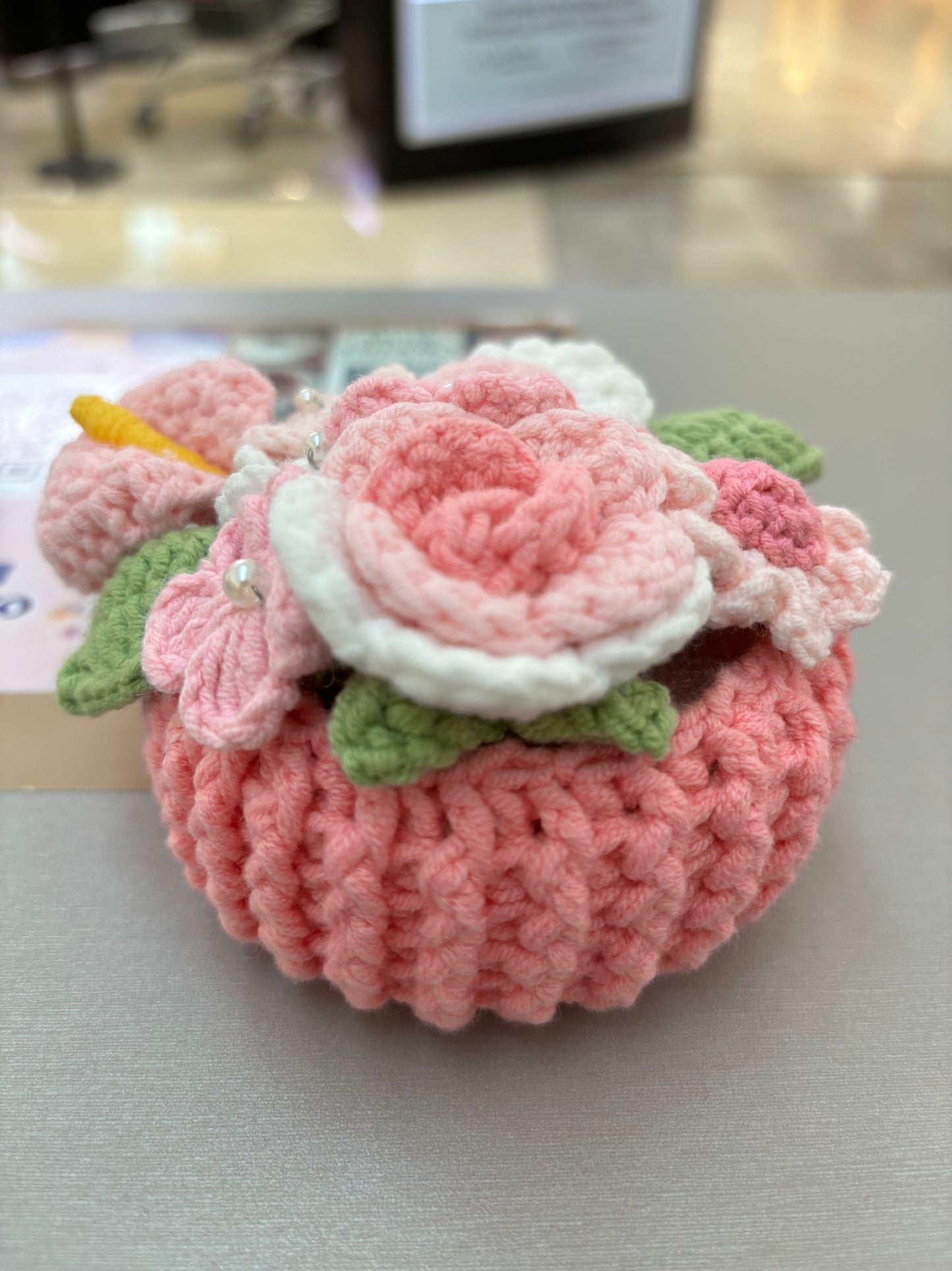 Handmade Crochet Flower Bouquets in Decorative Pots