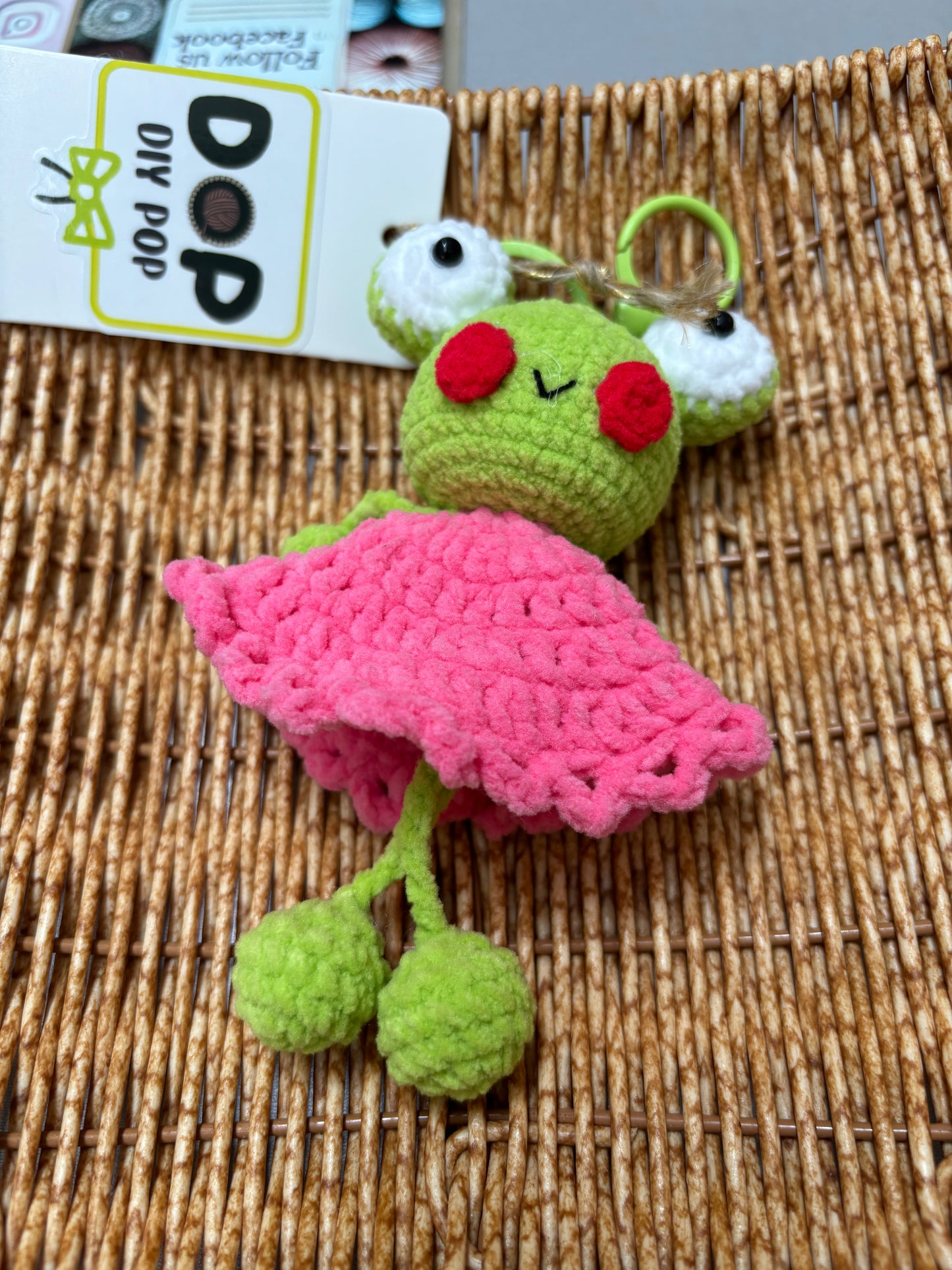 Crochet Frog Keychain with Dress