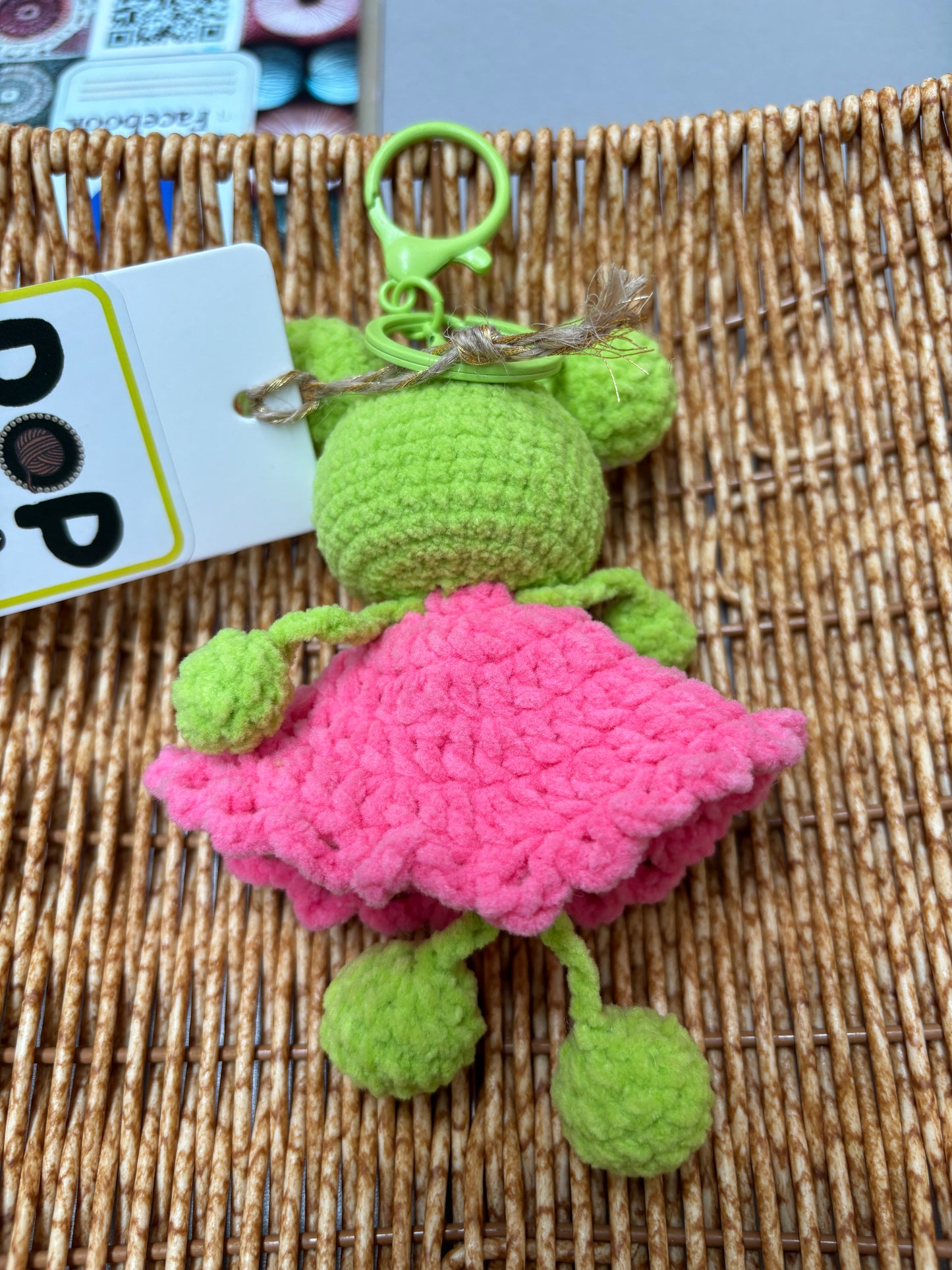 Crochet Frog Keychain with Dress