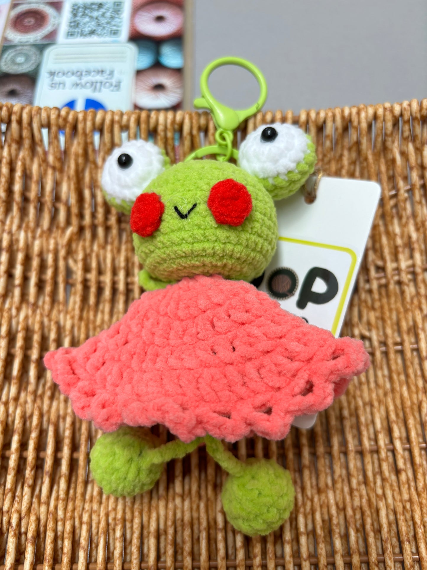 Crochet Frog Keychain with Dress
