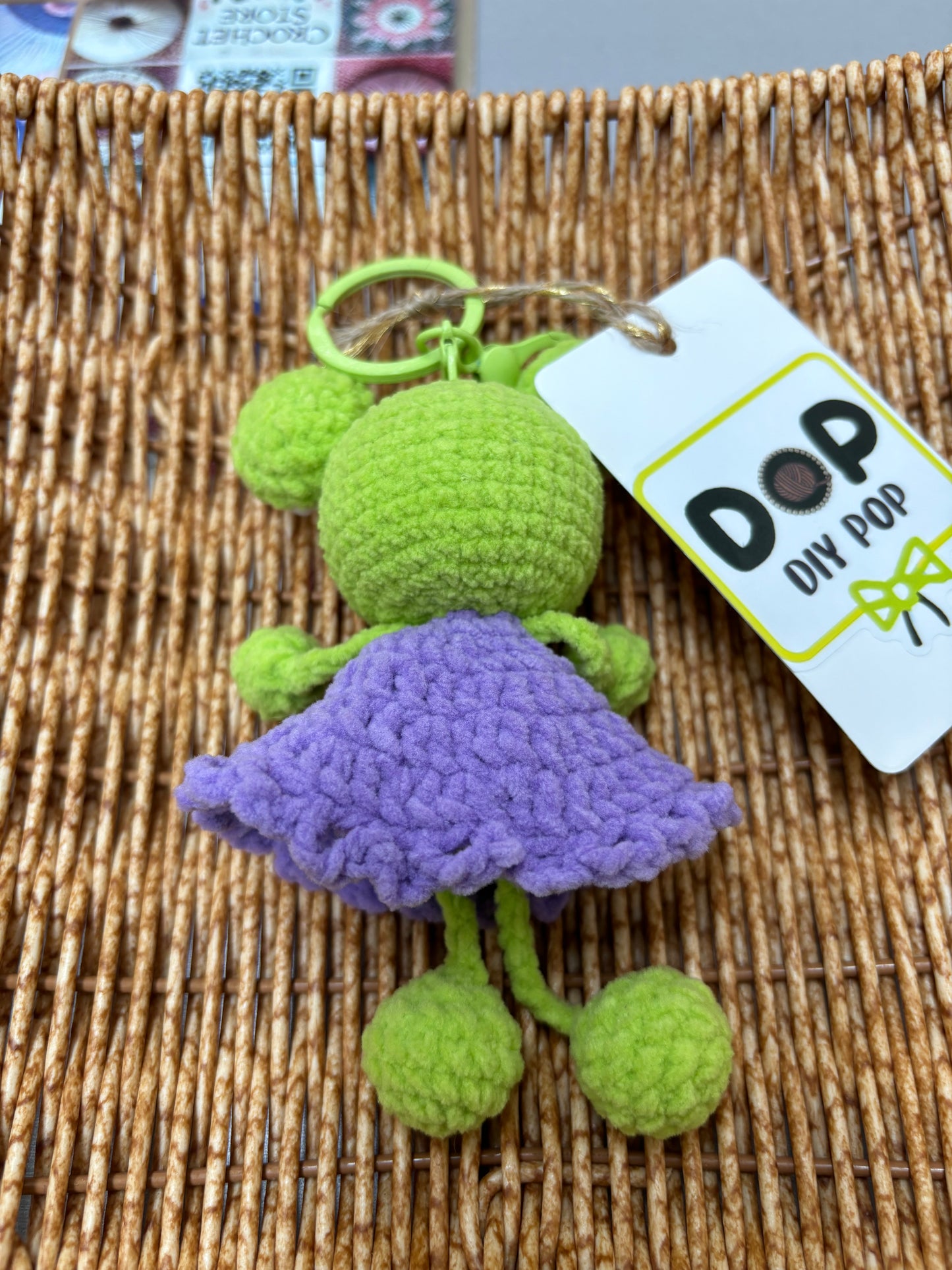 Crochet Frog Keychain with Dress