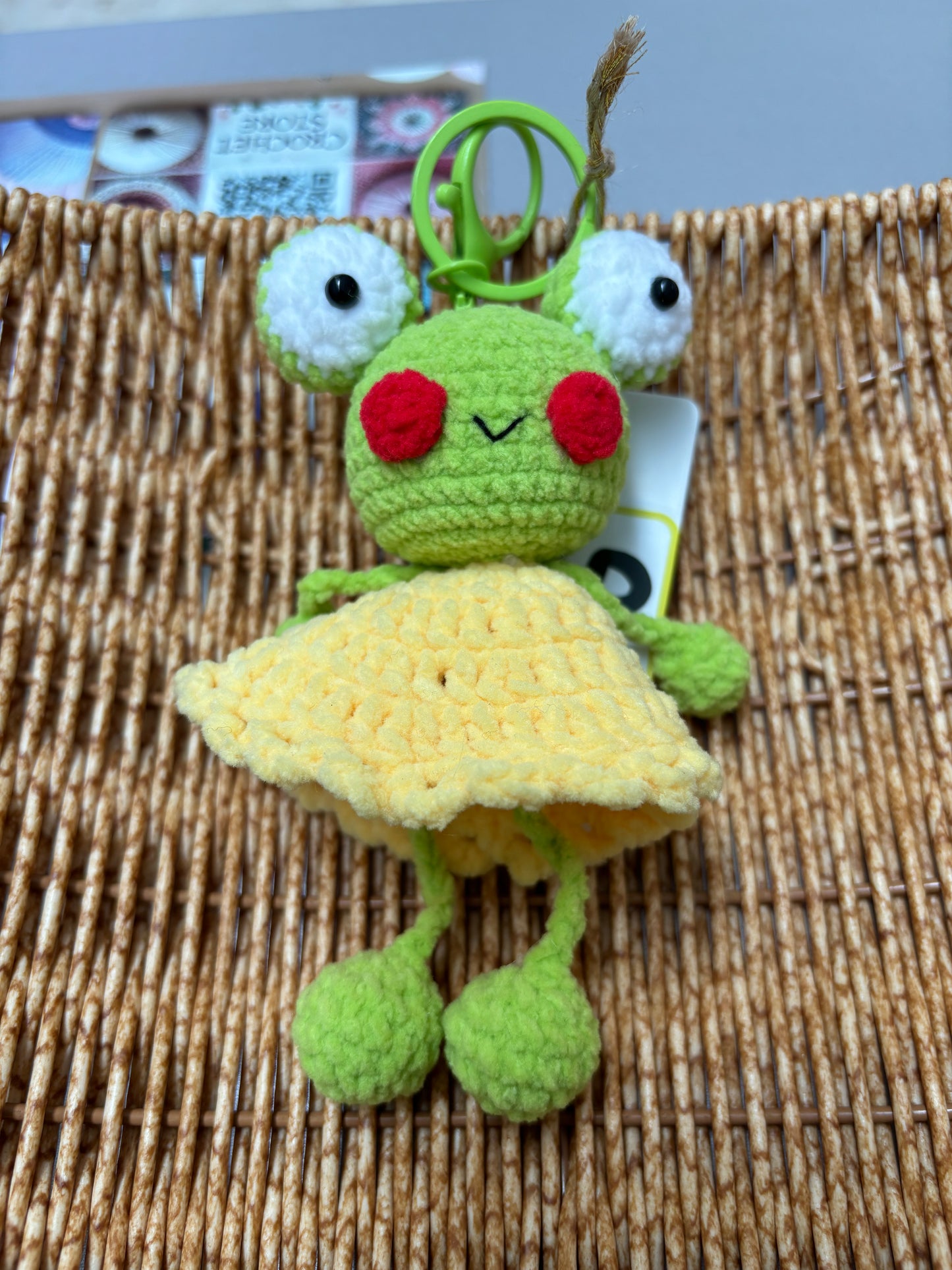 Crochet Frog Keychain with Dress