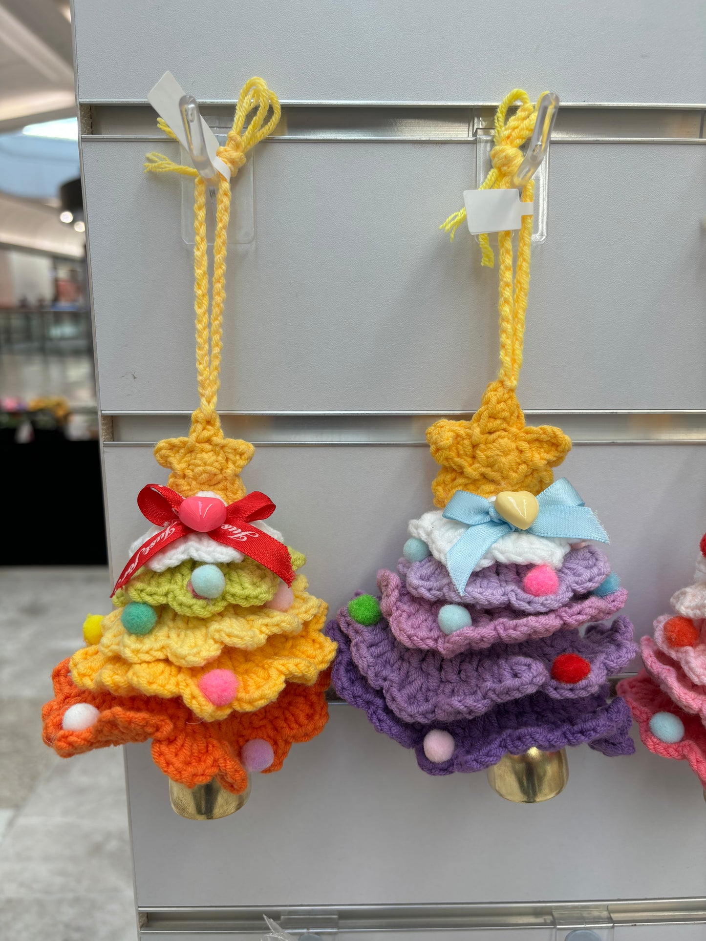 Handmade Crochet Christmas Tree Ornaments with Bell - Multicolor