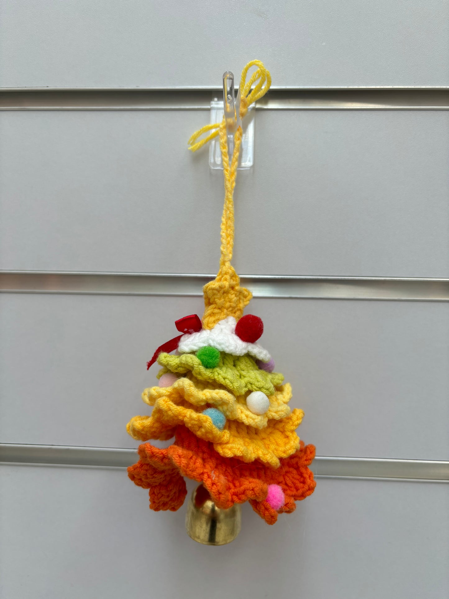 Handmade Crochet Christmas Tree Ornaments with Bell - Multicolor