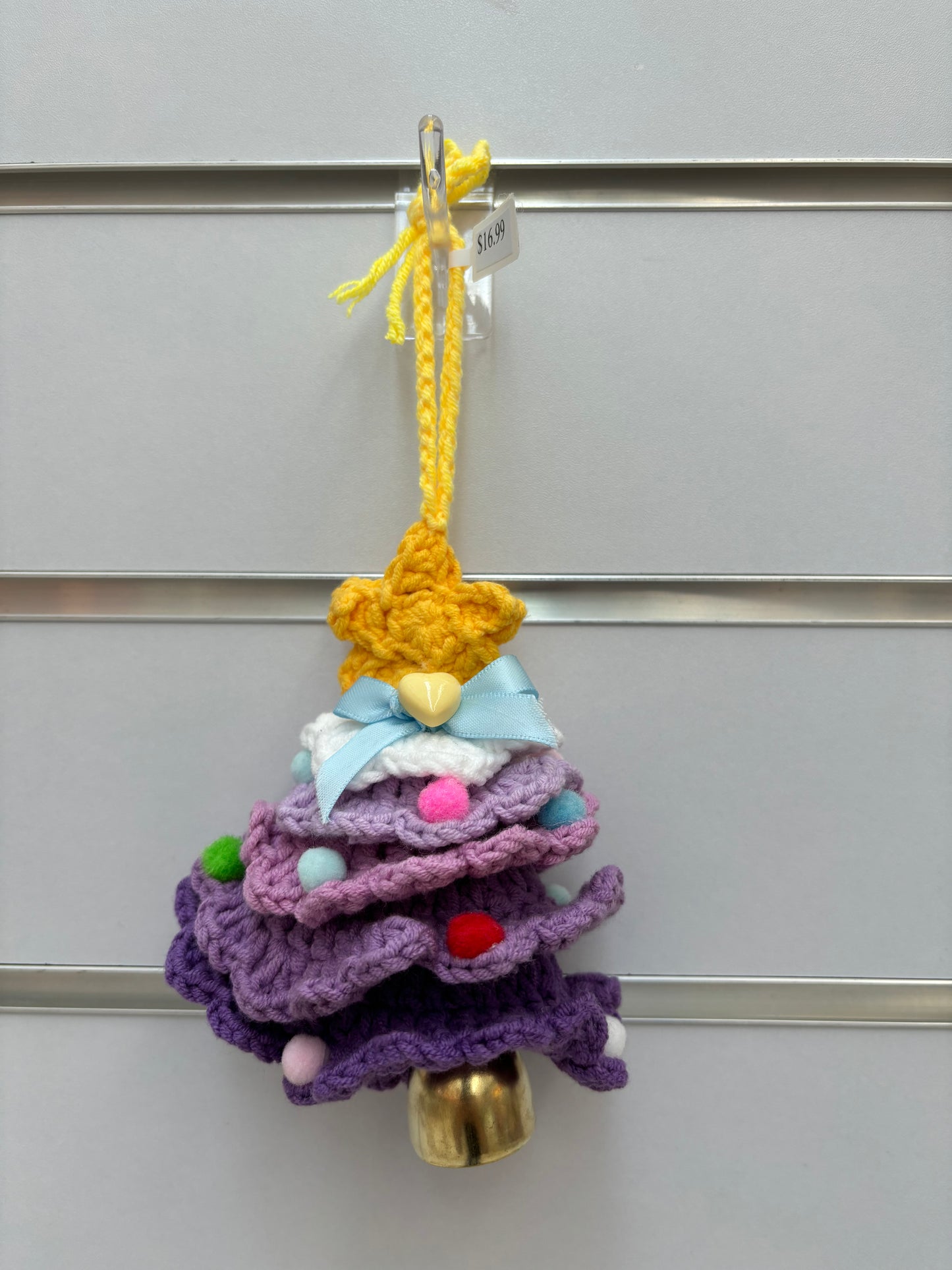 Handmade Crochet Christmas Tree Ornaments with Bell - Multicolor