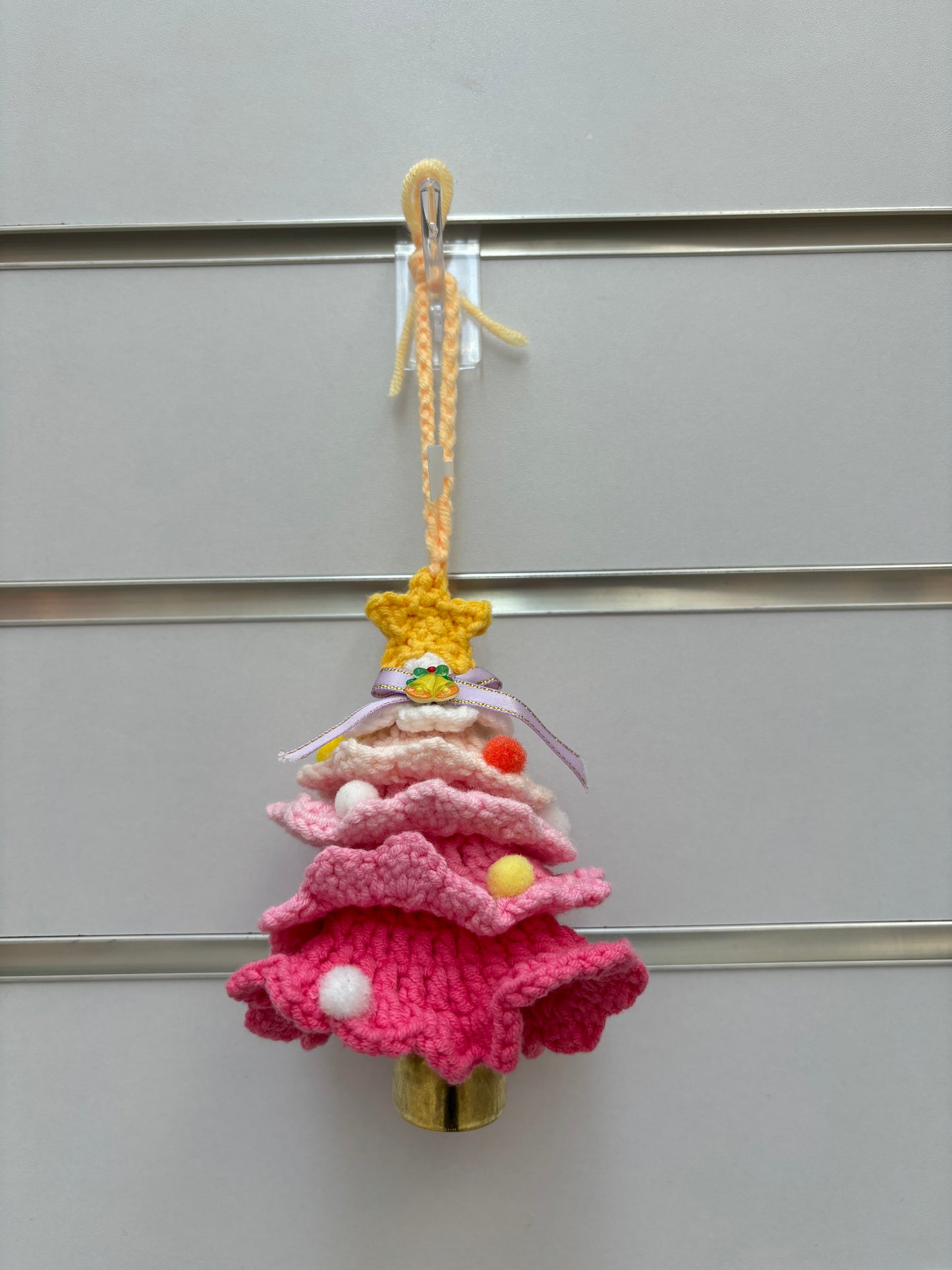 Handmade Crochet Christmas Tree Ornaments with Bell - Multicolor