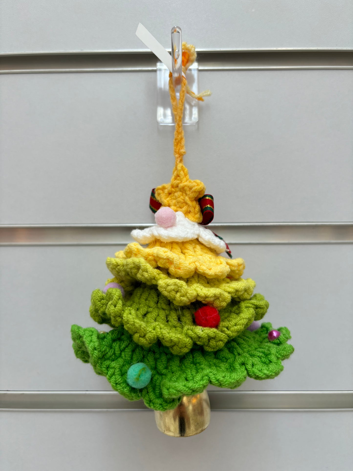 Handmade Crochet Christmas Tree Ornaments with Bell - Multicolor