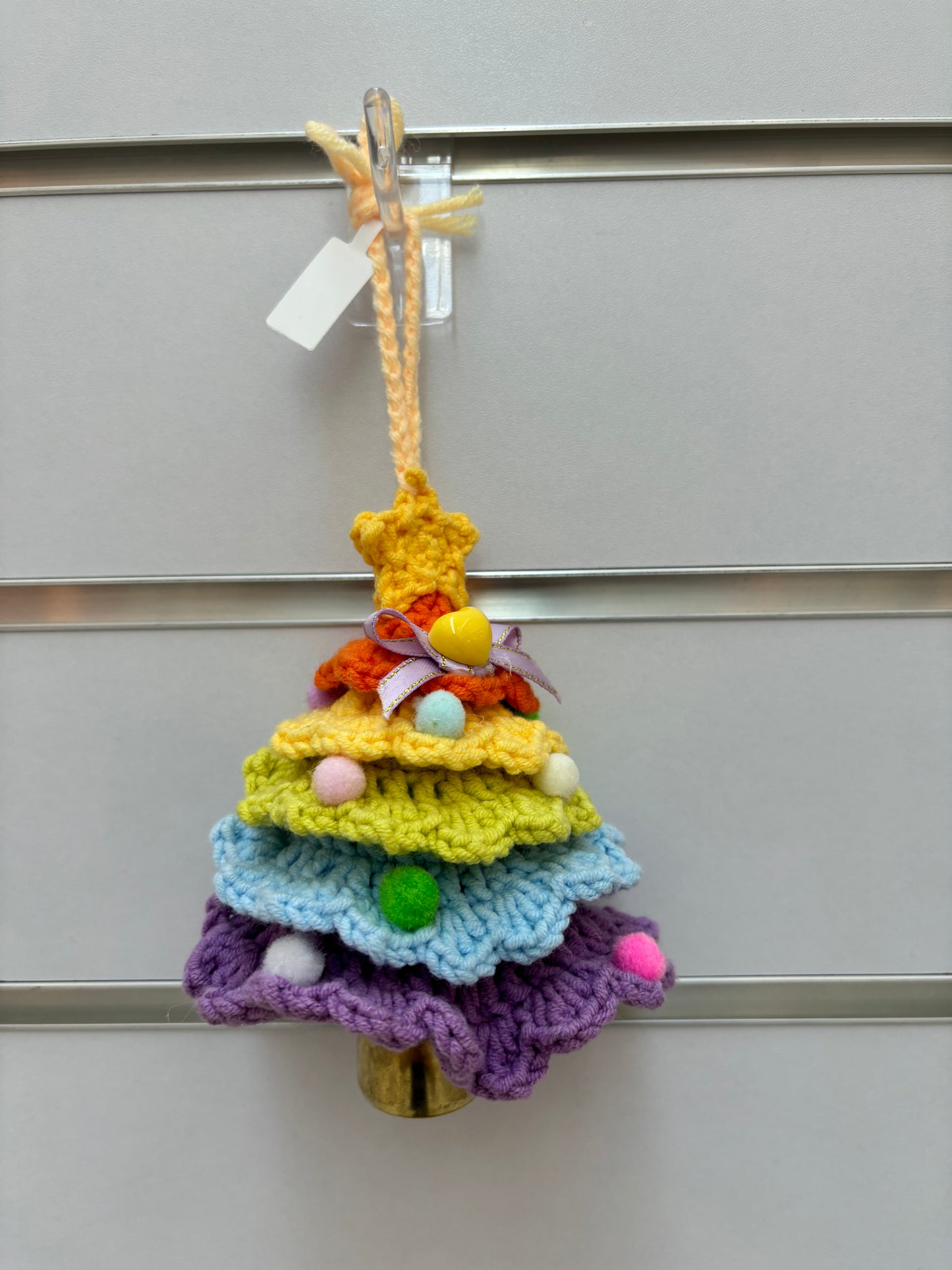 Handmade Crochet Christmas Tree Ornaments with Bell - Multicolor