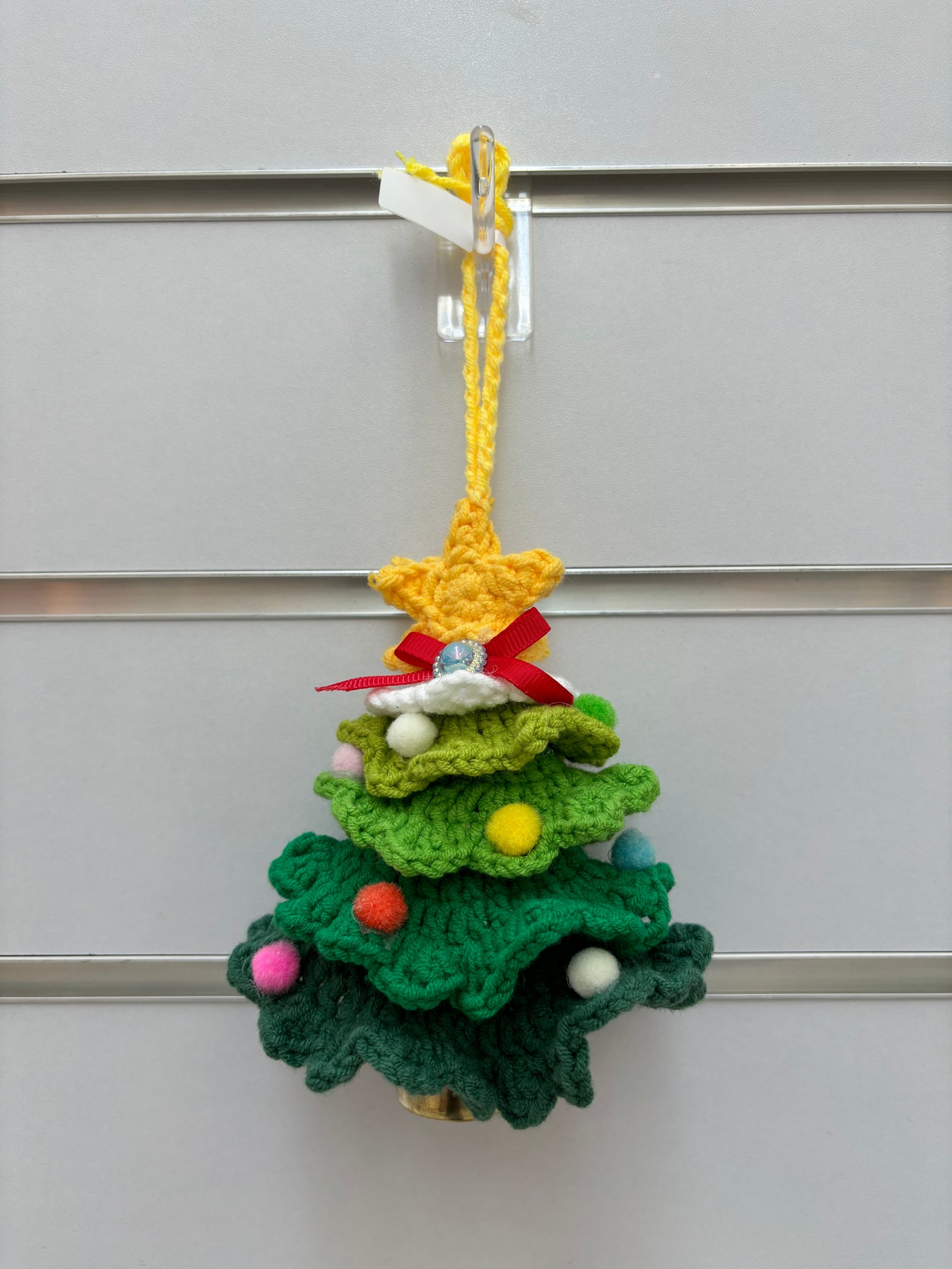 Handmade Crochet Christmas Tree Ornaments with Bell - Multicolor
