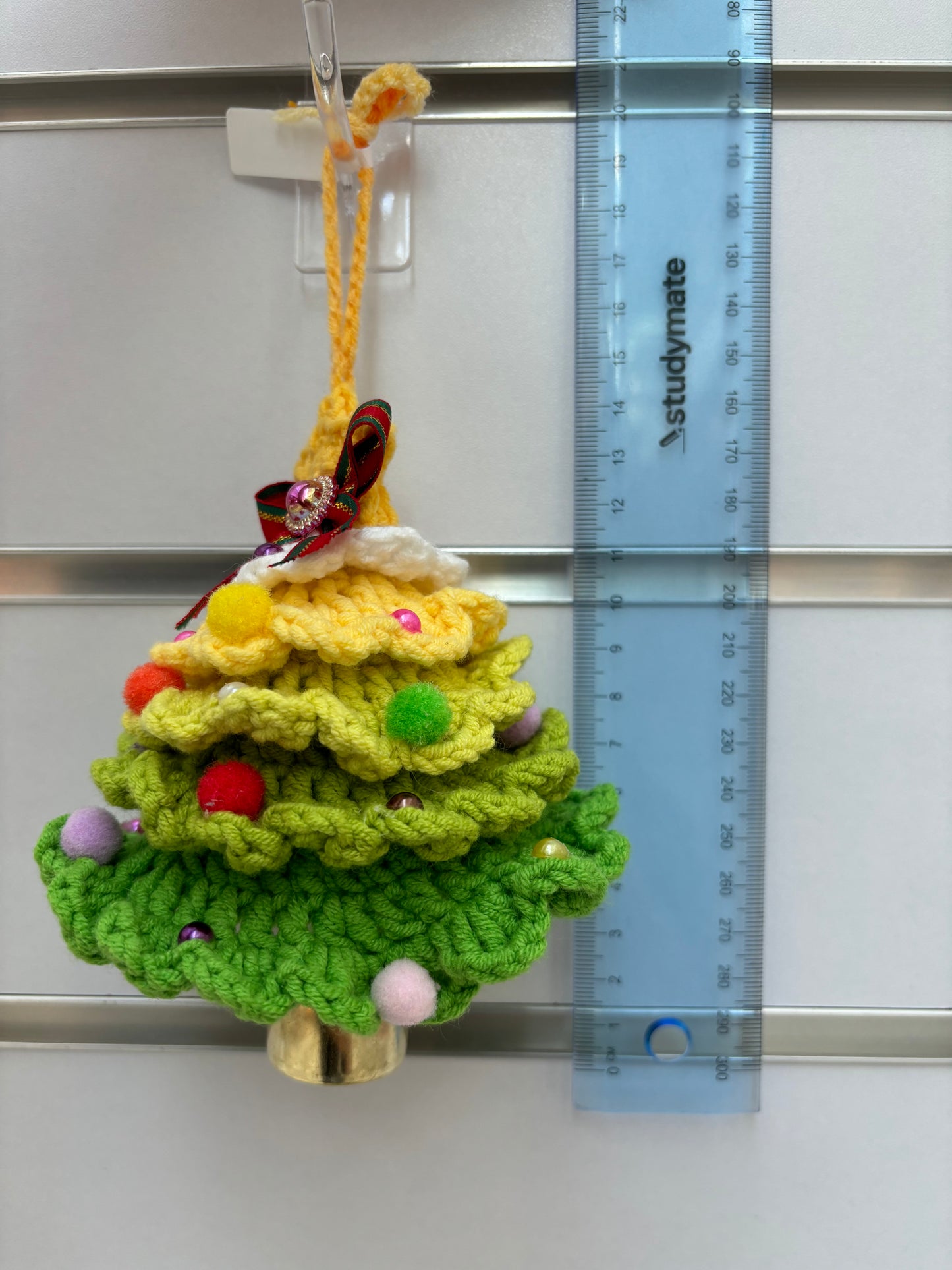 Handmade Crochet Christmas Tree Ornaments with Bell - Multicolor