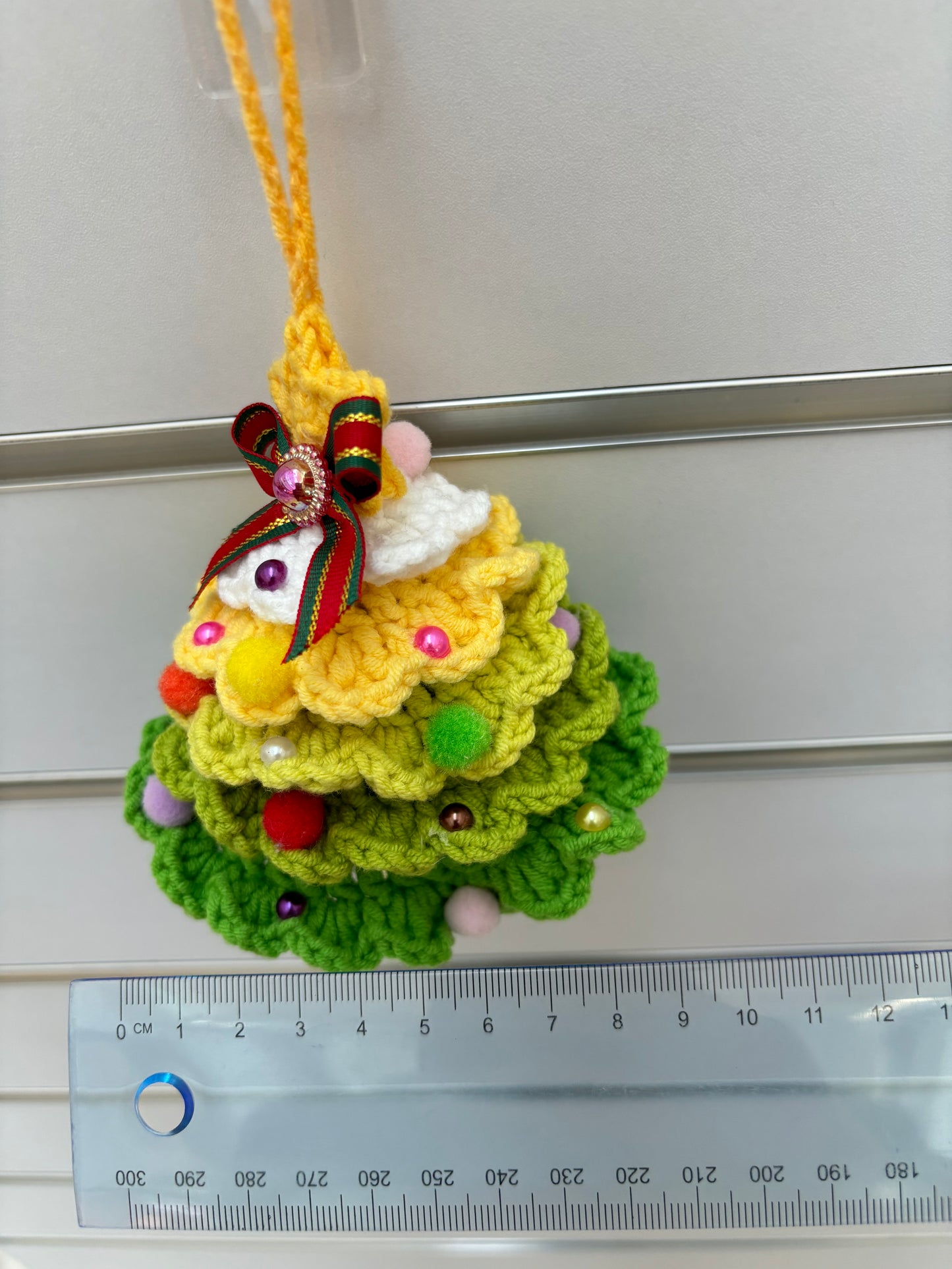 Handmade Crochet Christmas Tree Ornaments with Bell - Multicolor