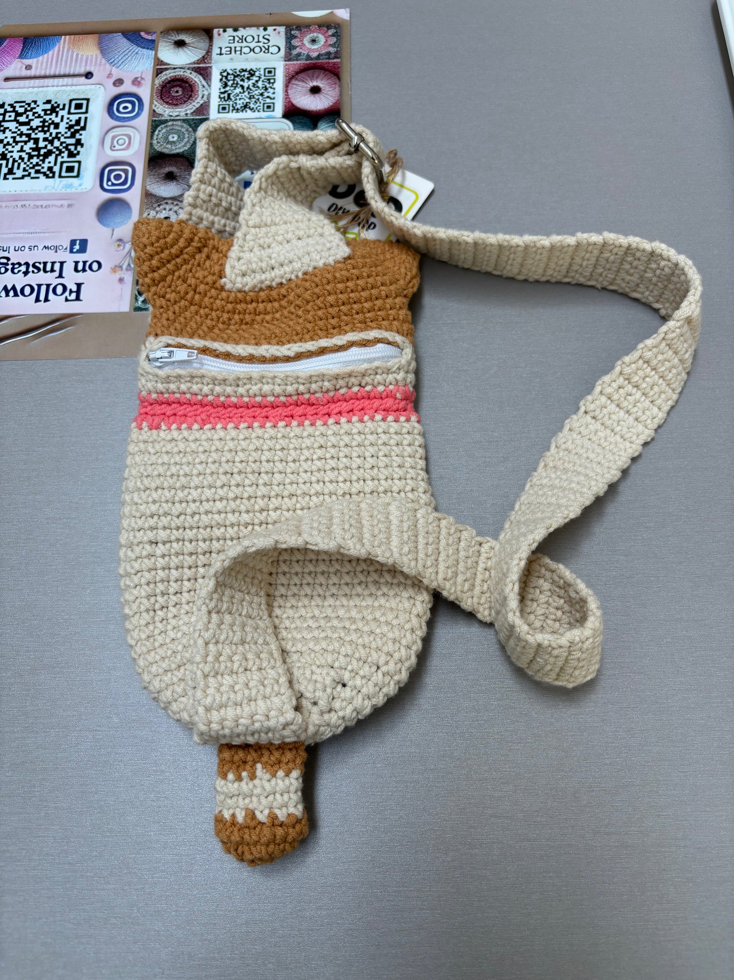 Cute Dog-Shaped Crochet Crossbody Bag