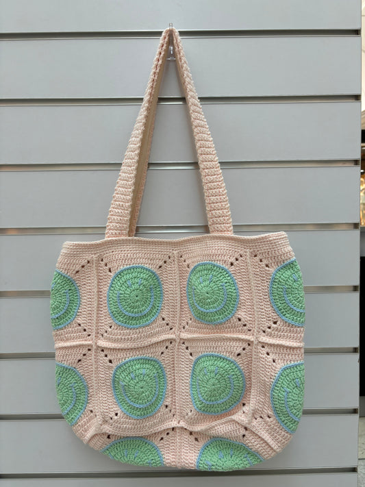 Hand-Crocheted Spiral Pattern Tote Bag