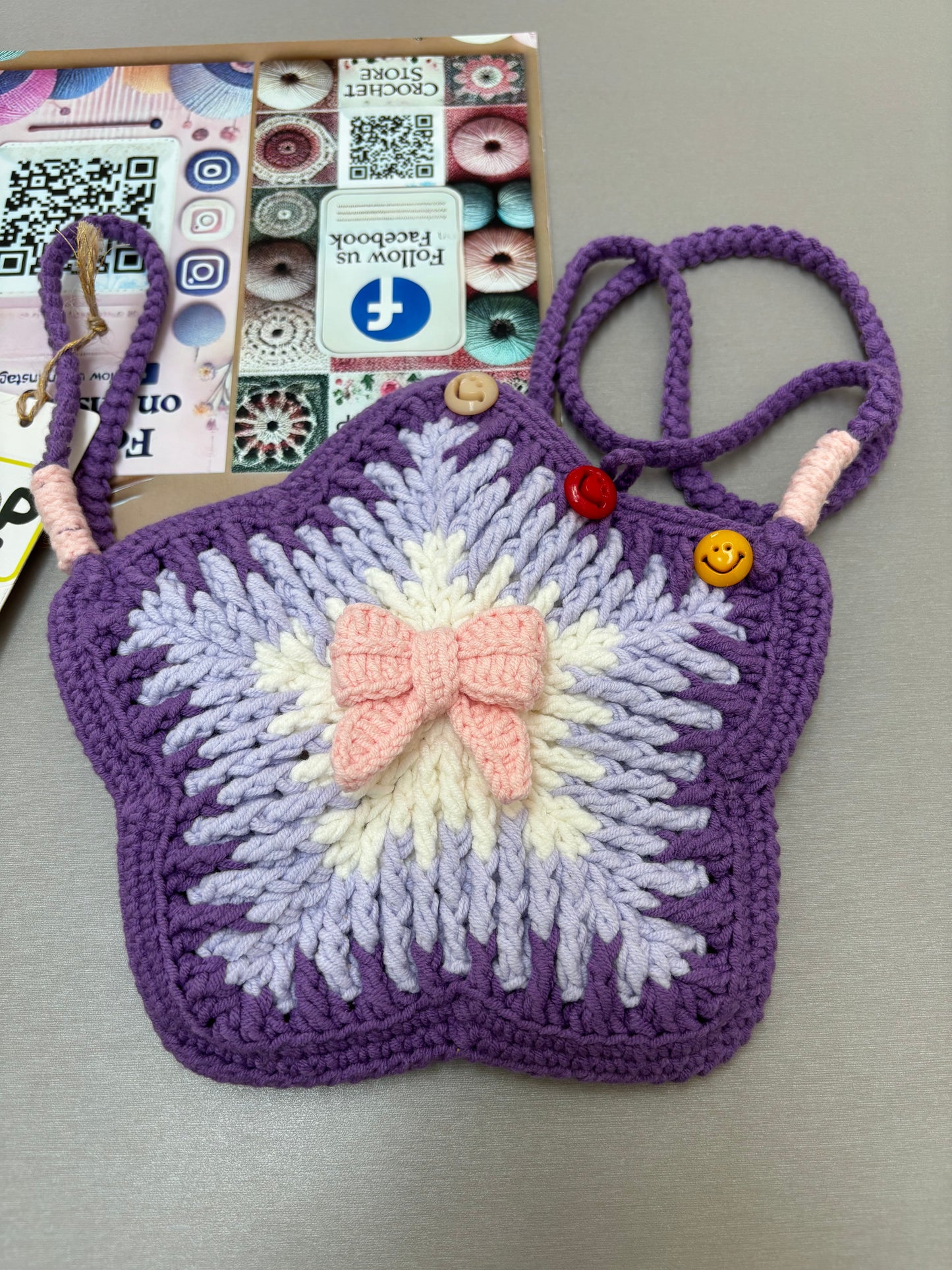 Hand-Crocheted Star-Shaped Shoulder Bag