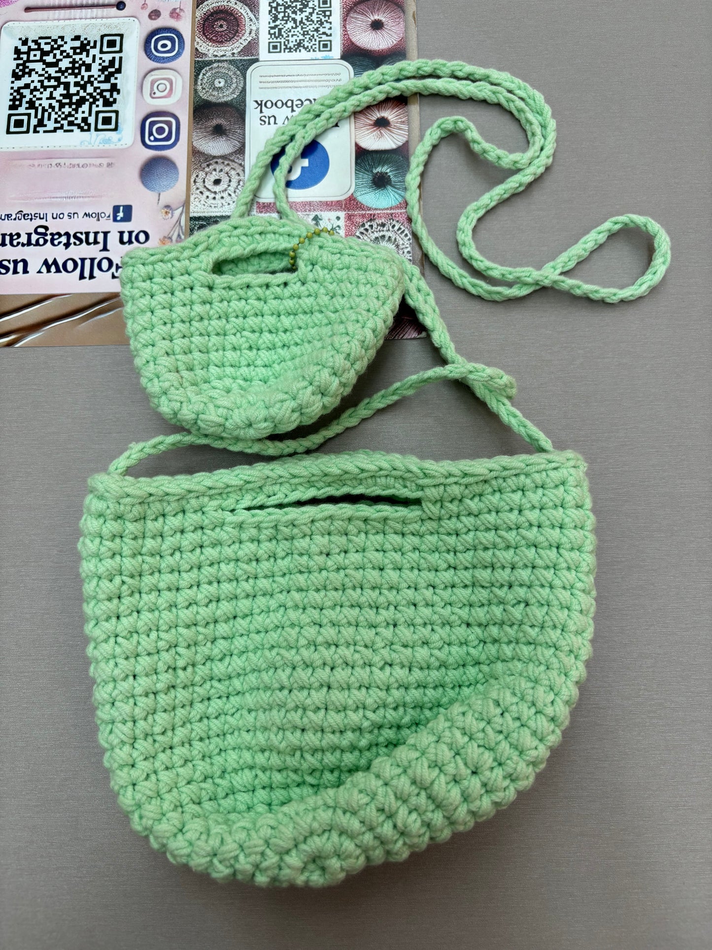 Hand-Crocheted Smiley Face Bag Set – Shoulder Bag & Mini Coin Pouch