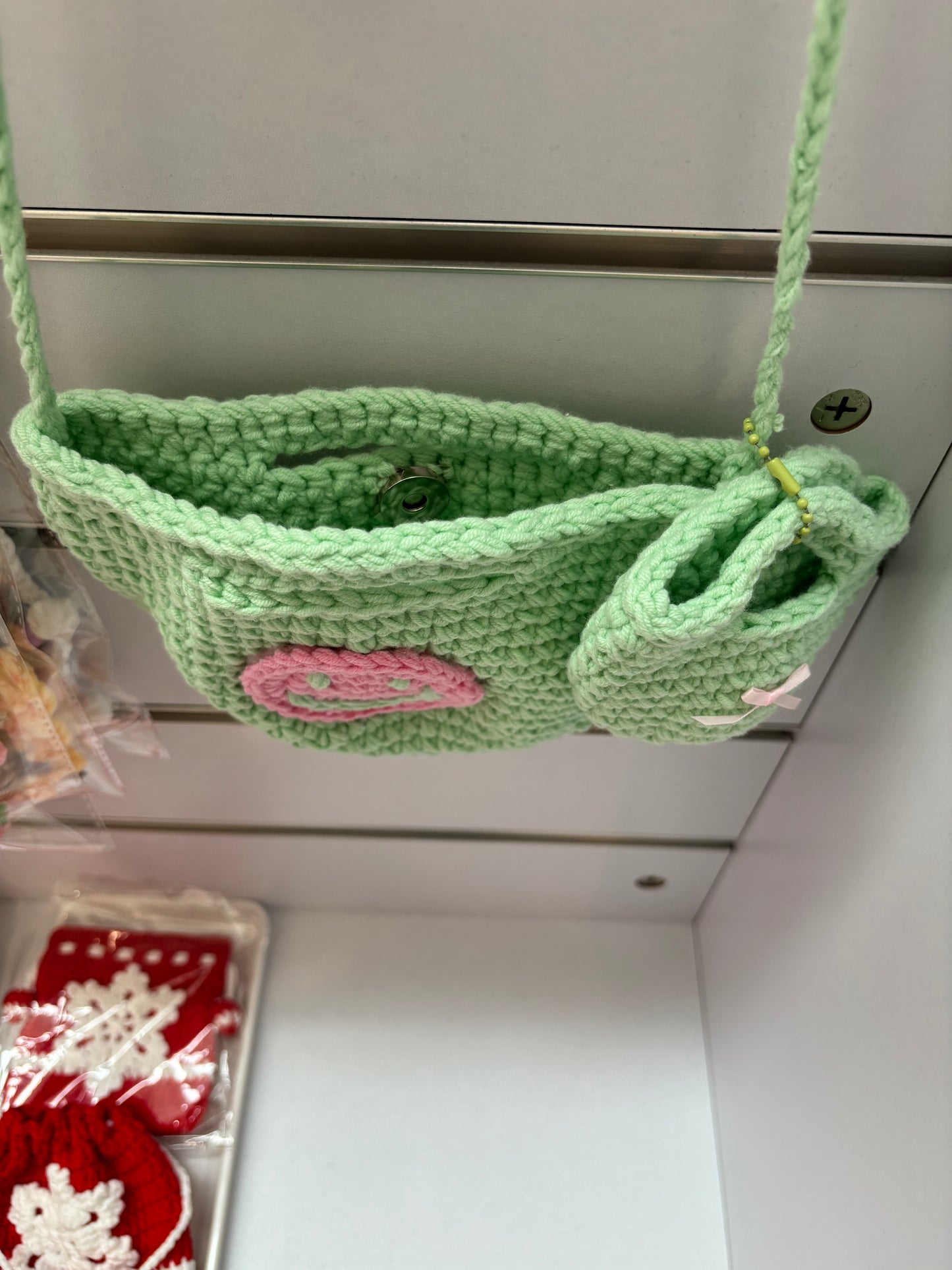 Hand-Crocheted Smiley Face Bag Set – Shoulder Bag & Mini Coin Pouch