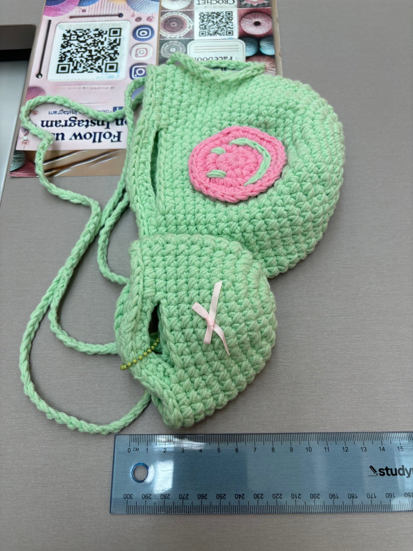 Hand-Crocheted Smiley Face Bag Set – Shoulder Bag & Mini Coin Pouch