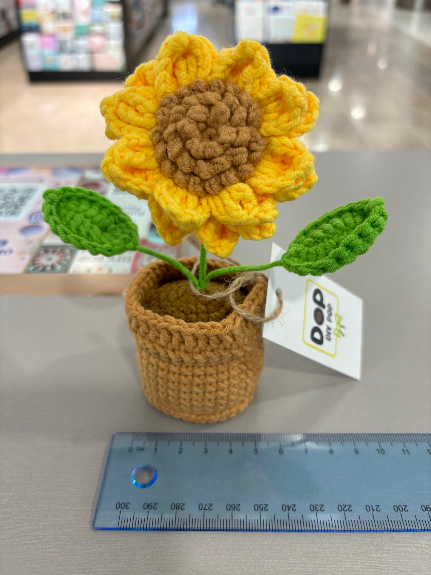 Handmade Crochet Sunflower with Knitted Brown Pot