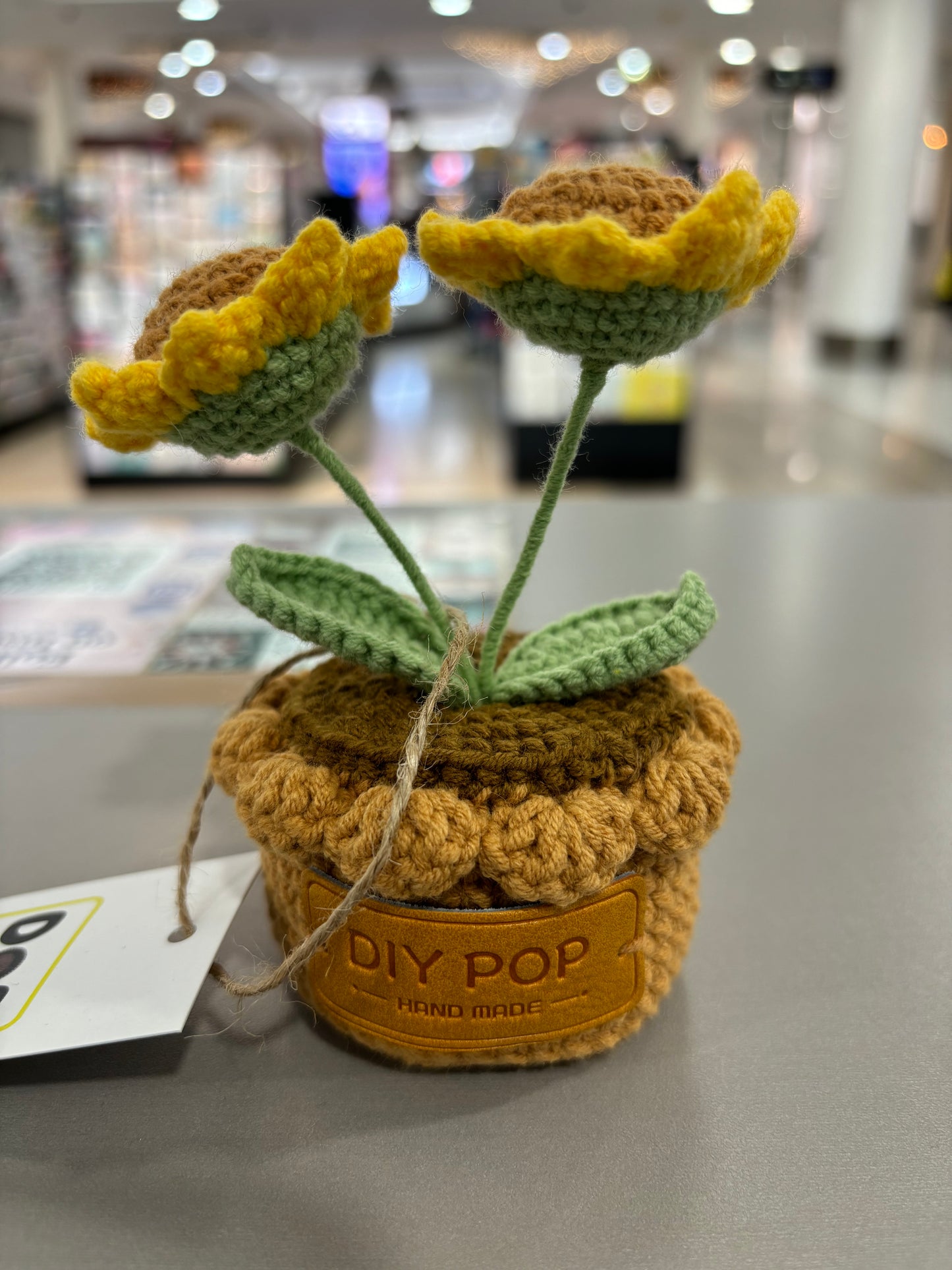 Hand-Crocheted Mini Sunflower Duo with Decorative Crochet Pot