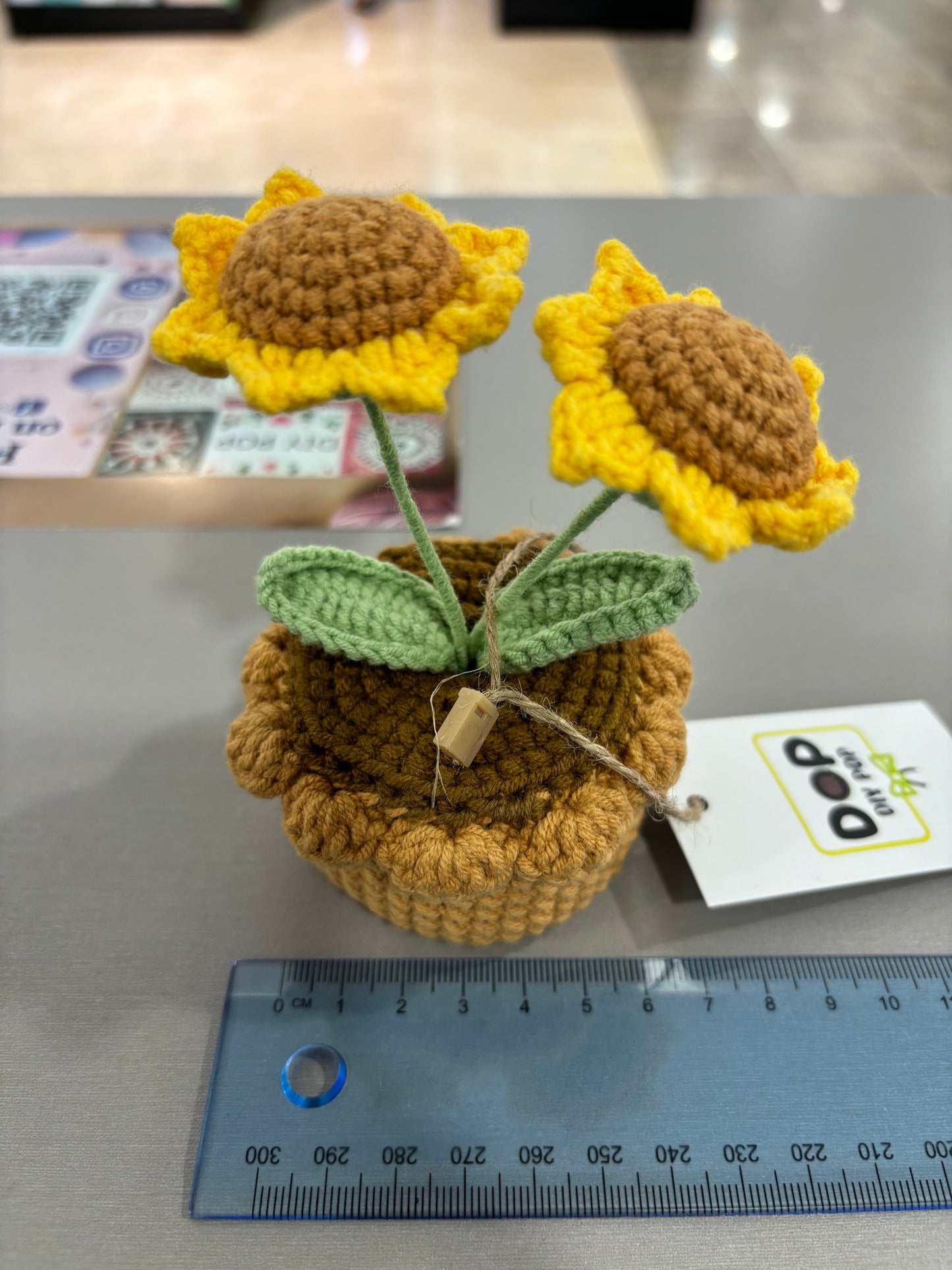 Hand-Crocheted Mini Sunflower Duo with Decorative Crochet Pot