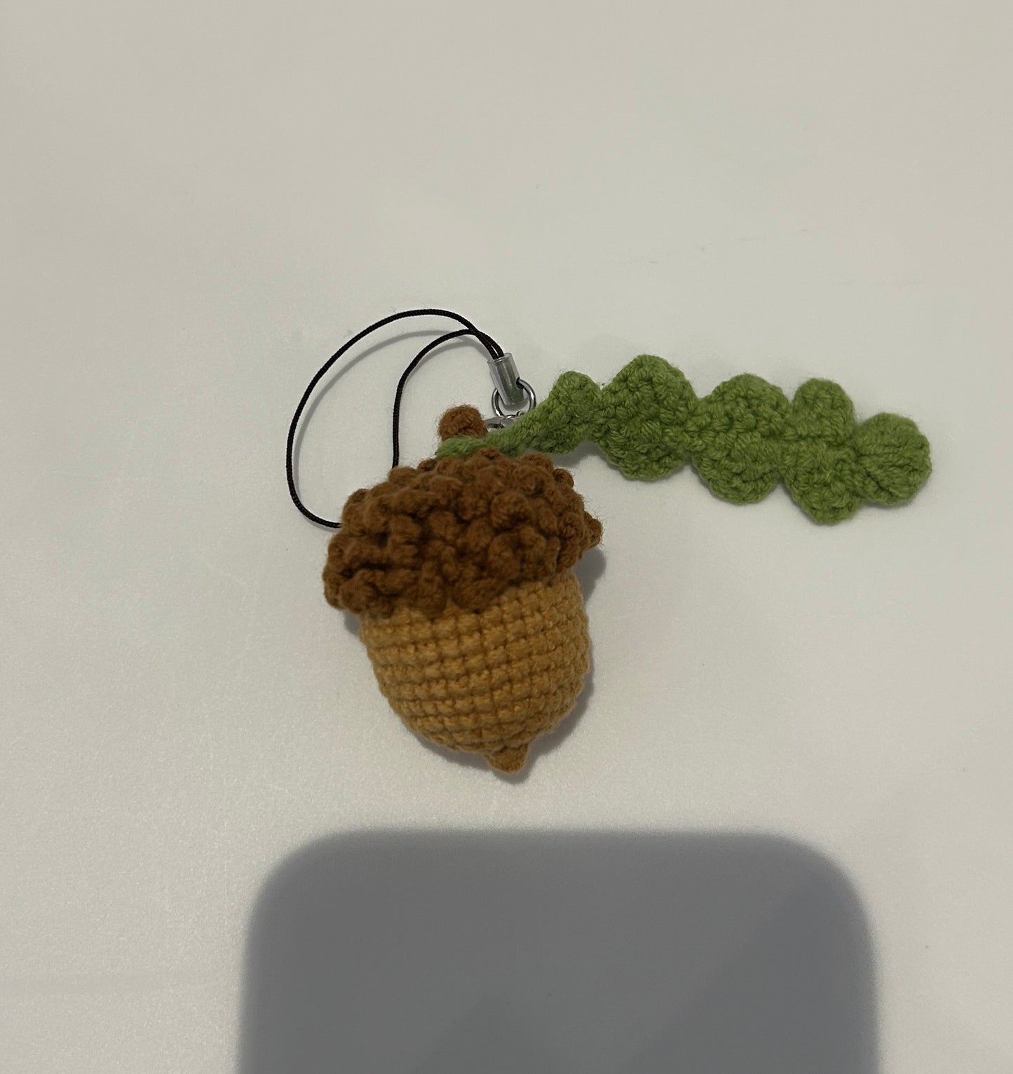 Handmade crochet acorn keychain
