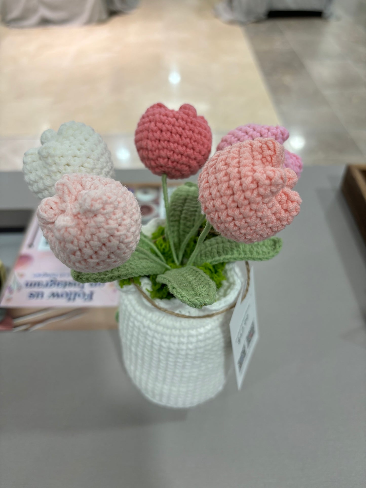 Handmade Crochet Tulip Bouquet in Decorative Vase
