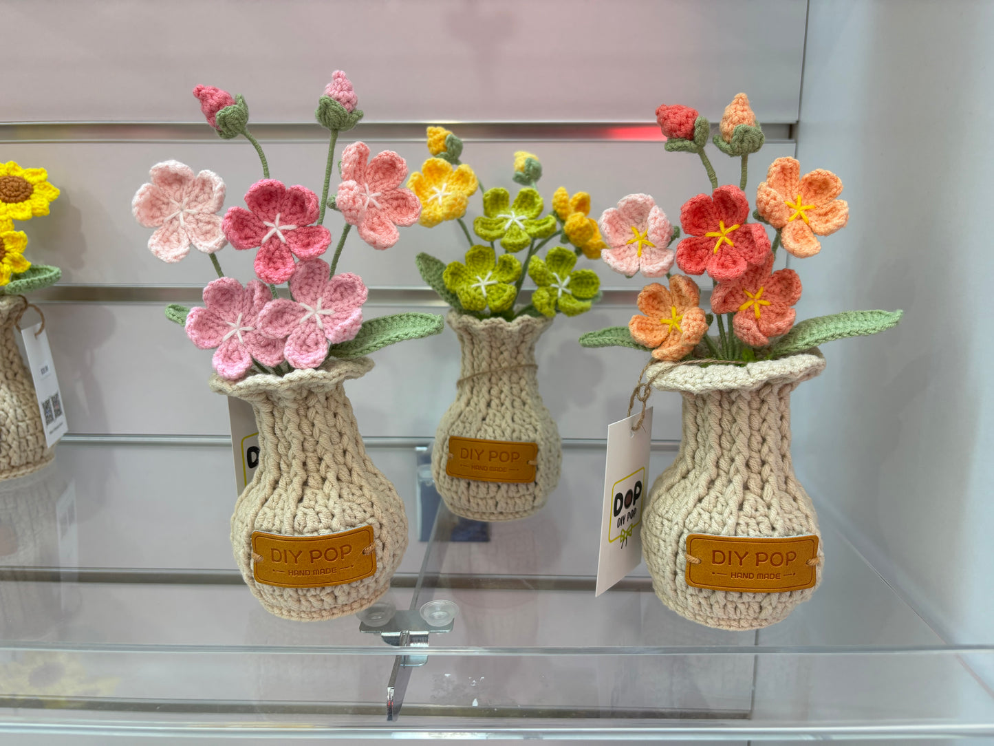 Handmade Crochet Floral Arrangement in Knitted Vase