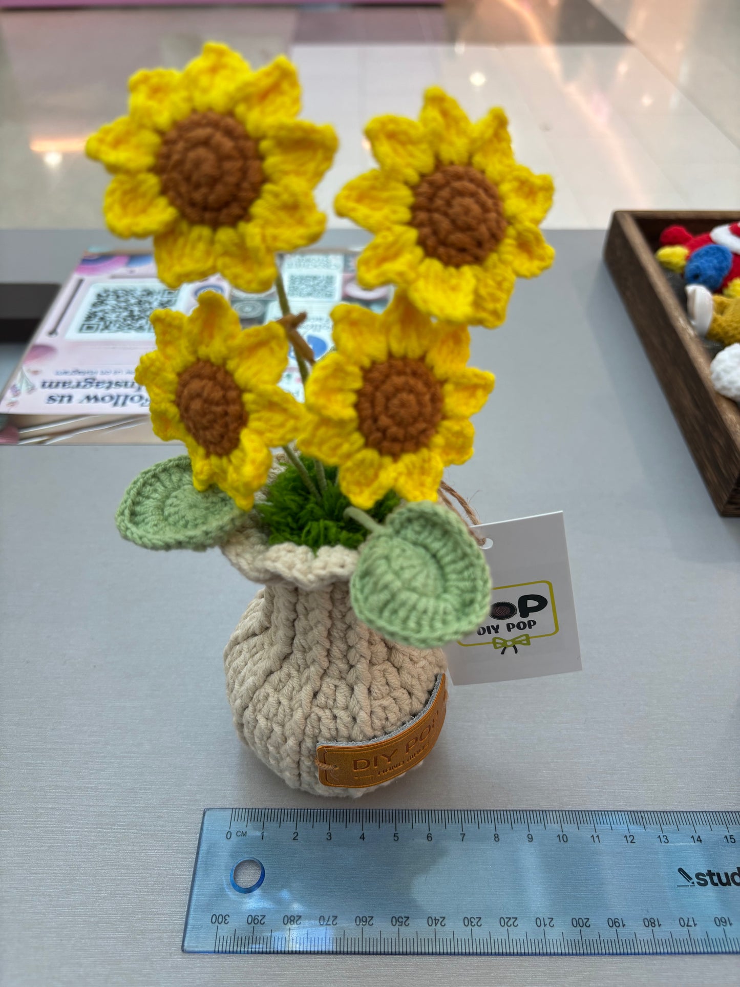 Handmade Crochet Sunflower Bouquet in Decorative Knitted Vase