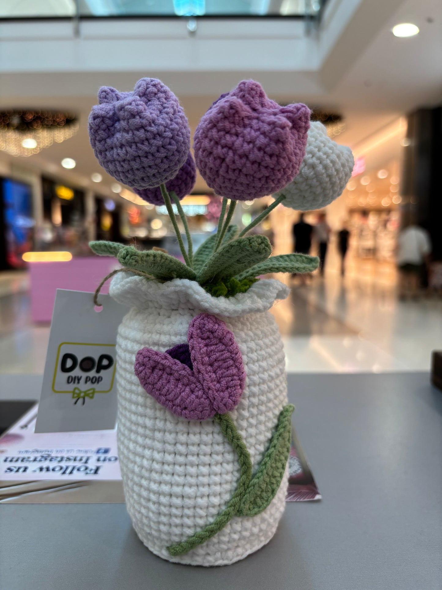 Handmade Crochet Tulip Bouquet in Decorative Vase