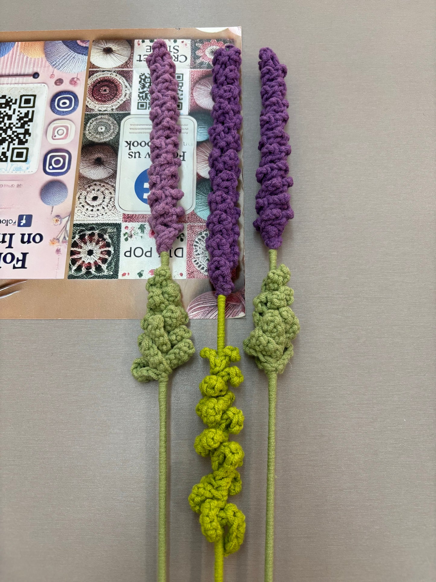 Handmade Crochet Lavender Stems - Purple Decorative Flowers
