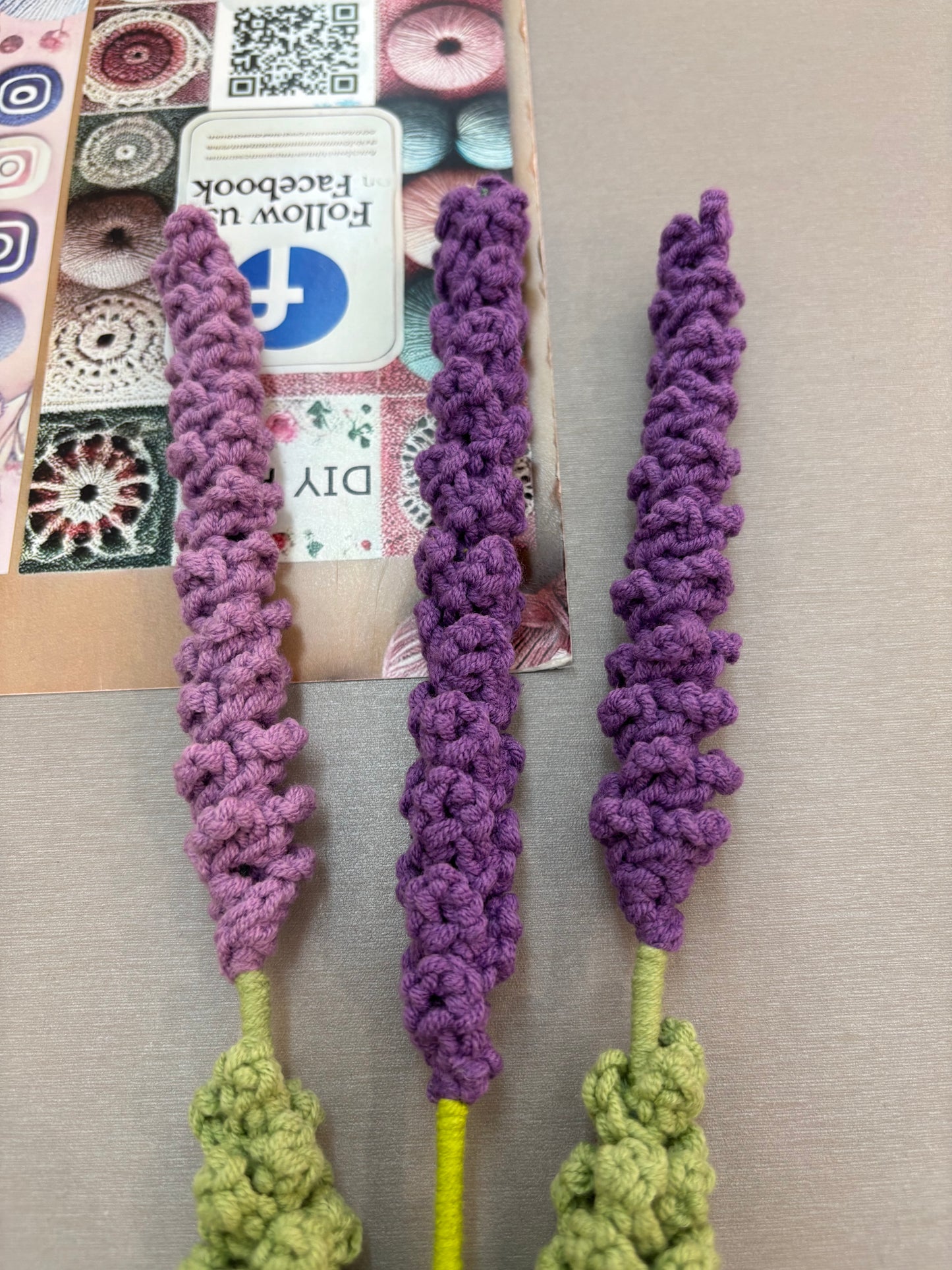 Handmade Crochet Lavender Stems - Purple Decorative Flowers