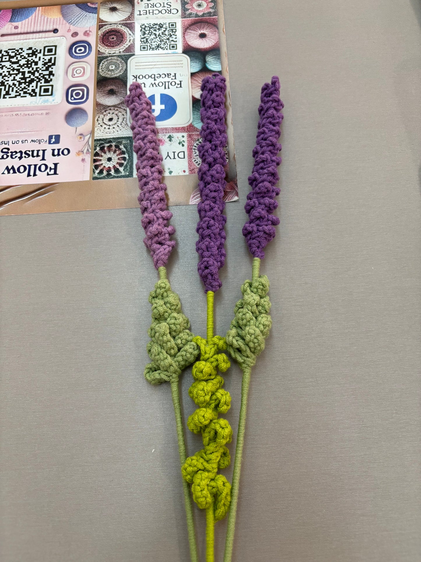 Handmade Crochet Lavender Stems - Purple Decorative Flowers