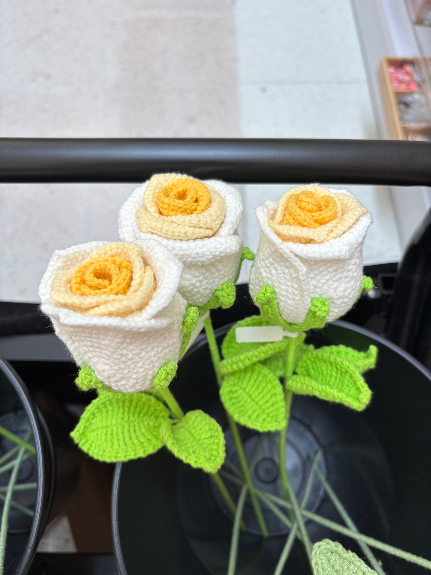 Hand-Crocheted Long-Stem Rose